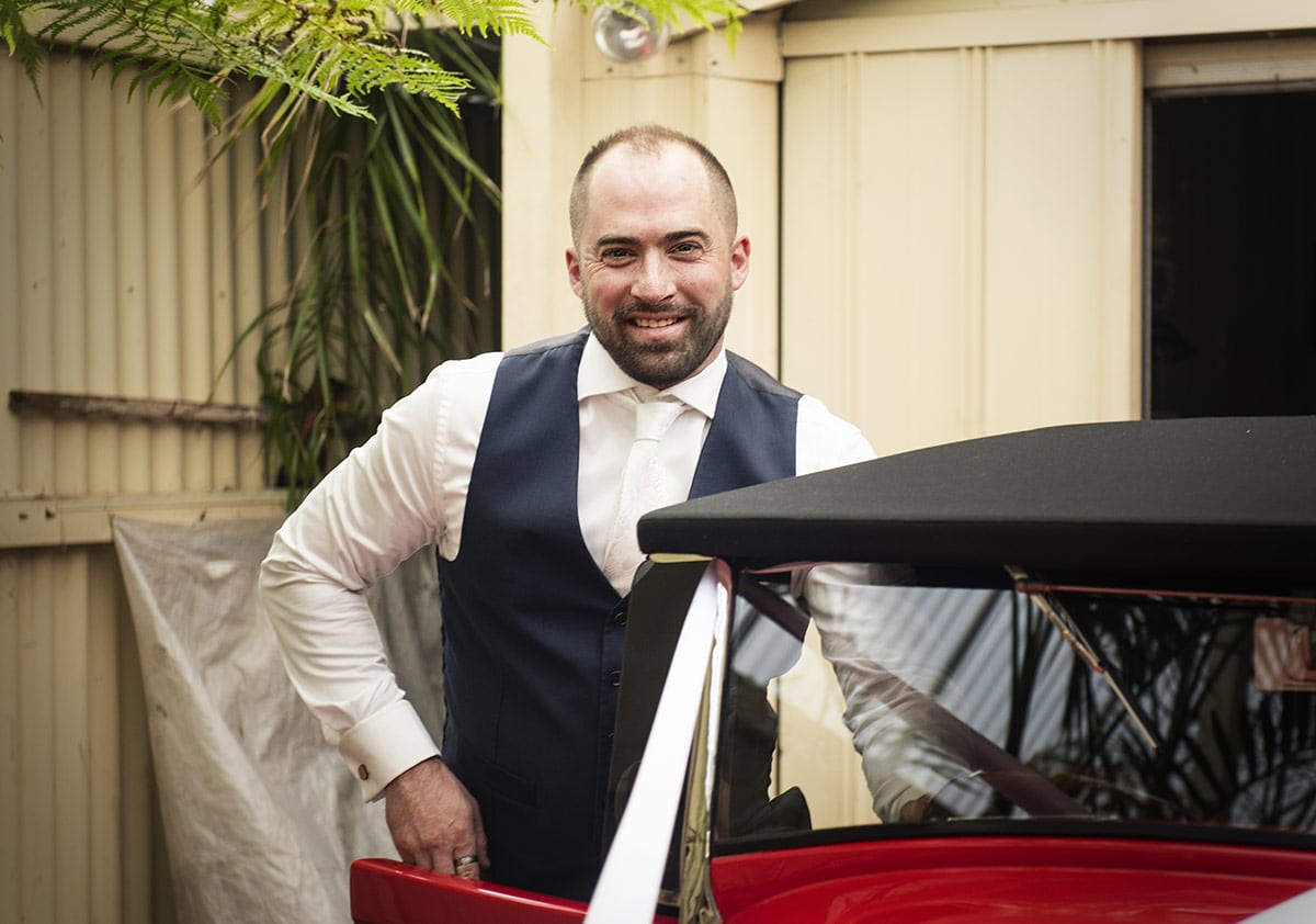 pepper tree cafe wedding - amanda & daniel 77 Smiling groom
