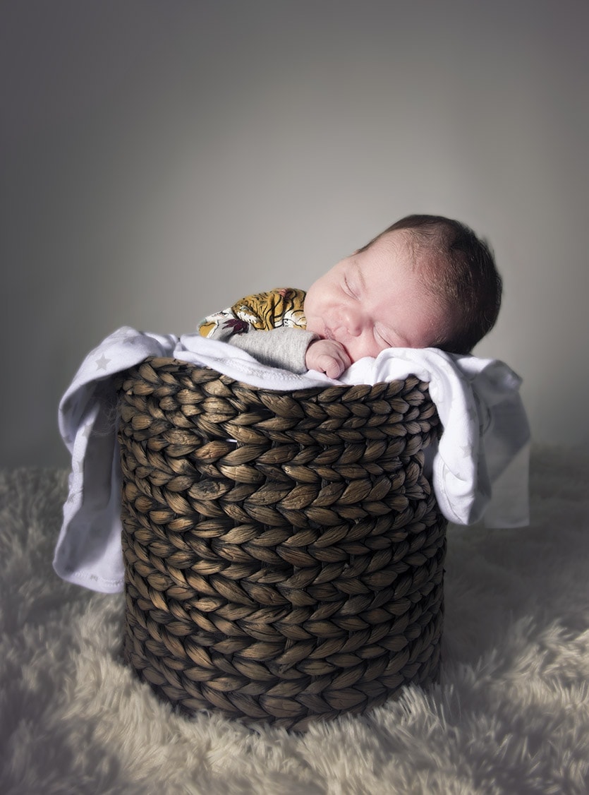 one year's worth of portraits of baby chloe 5 Baby in Basket