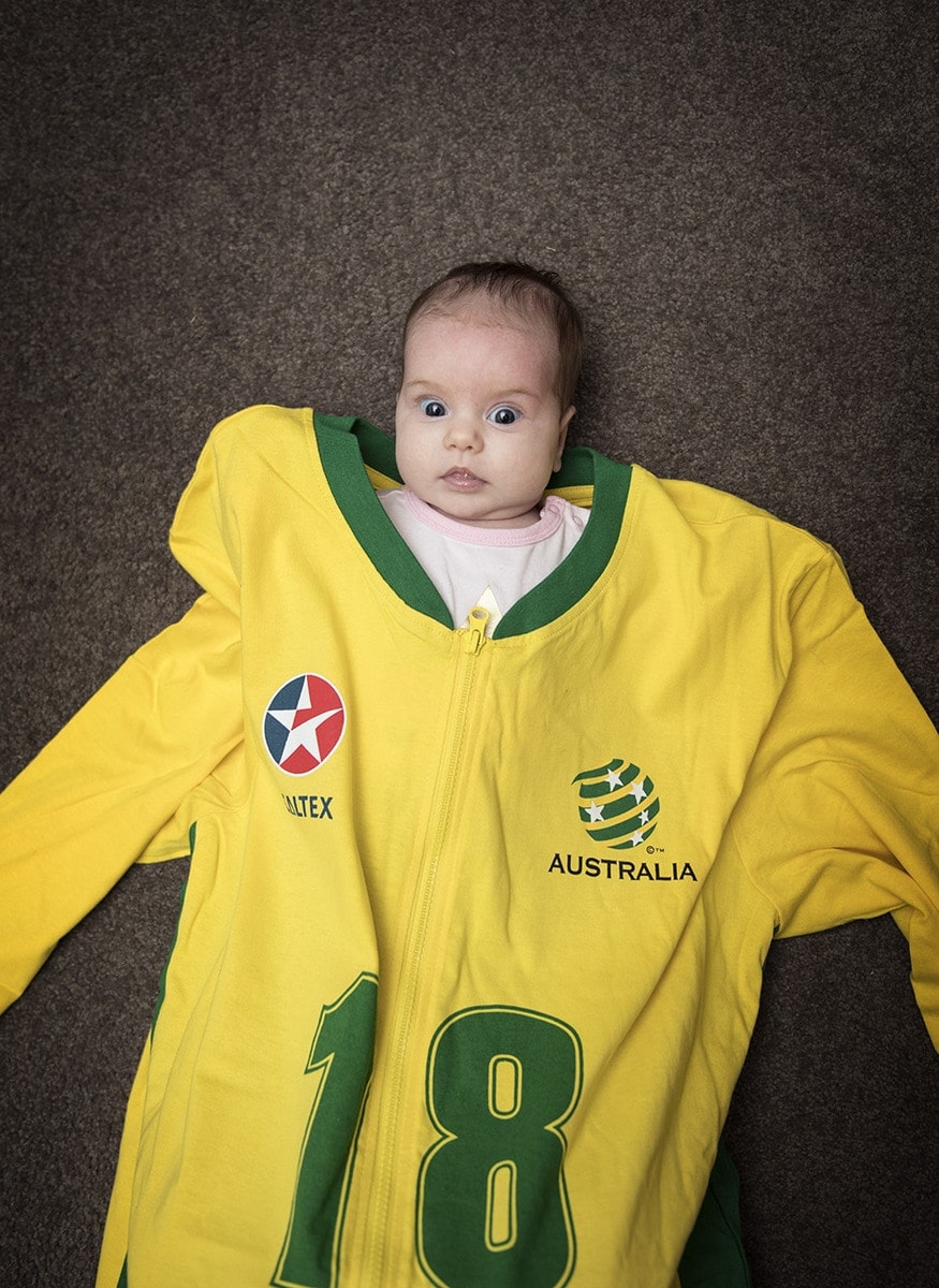 one year's worth of portraits of baby chloe 7 Soccer fan