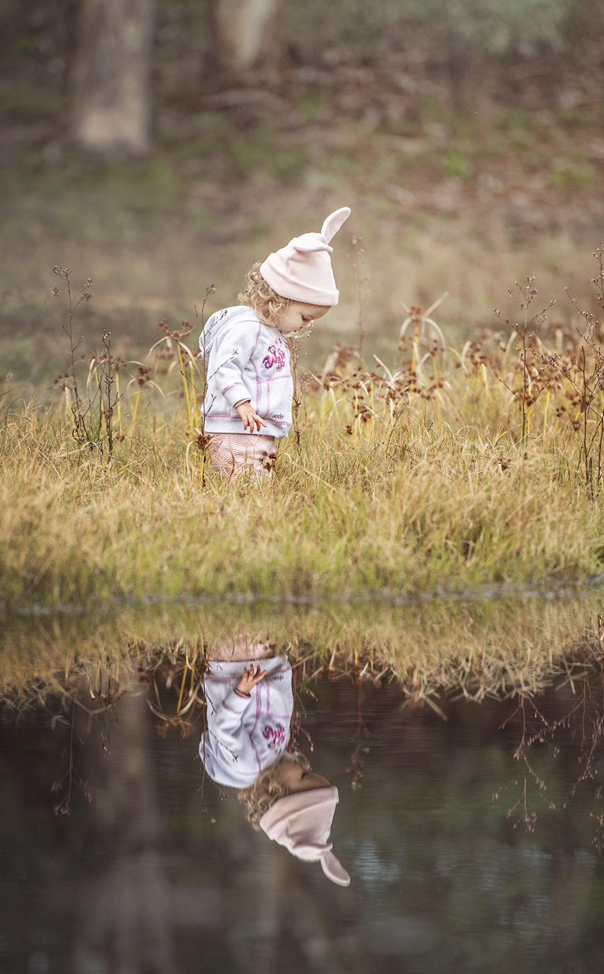 chloe's midwinter photoshoot 5 Little girl looking at reflection