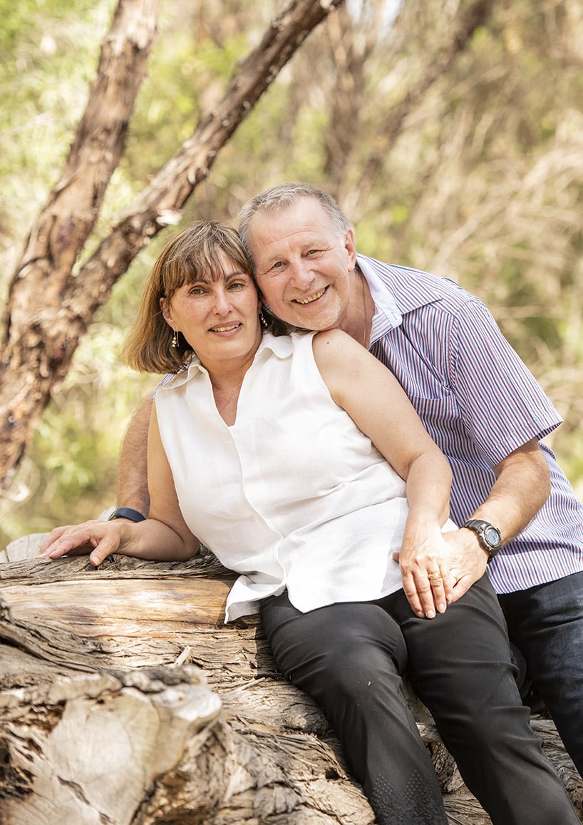 veale & himeji gardens family shoot 25 Couple photo on log
