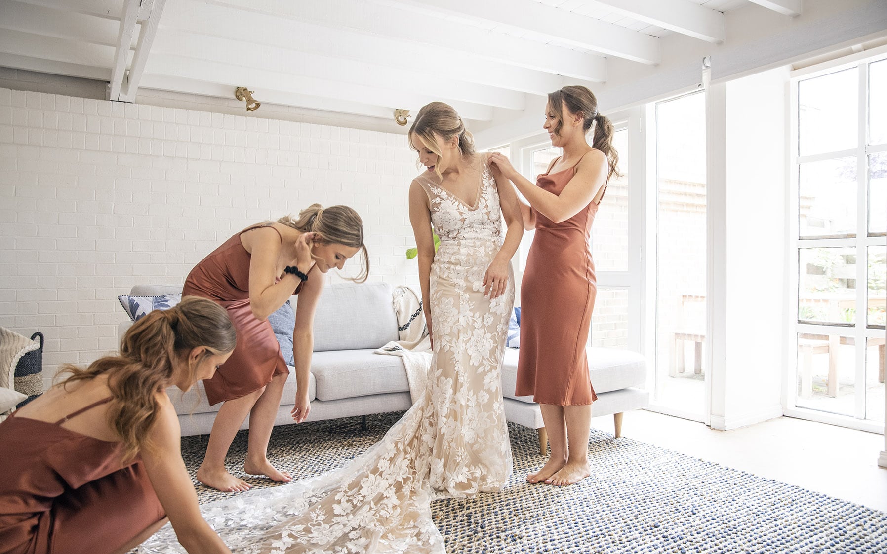 seppeltsfield winery wedding - tahlia & alex 21 Bride putting on her wedding gown