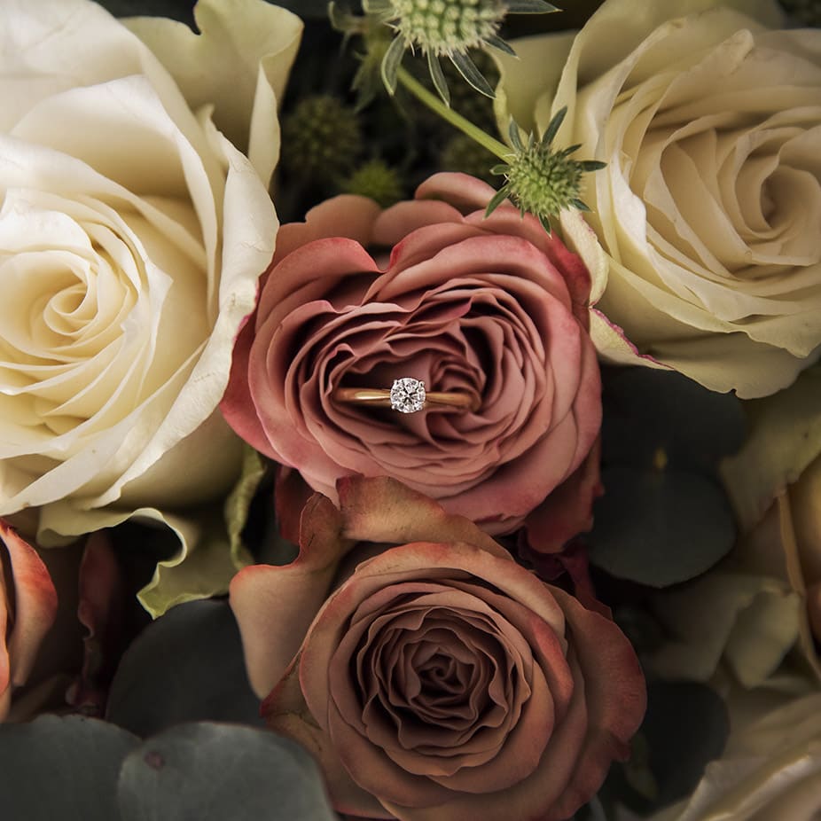 seppeltsfield winery wedding - tahlia & alex 15 Engagement ring in flowers 5