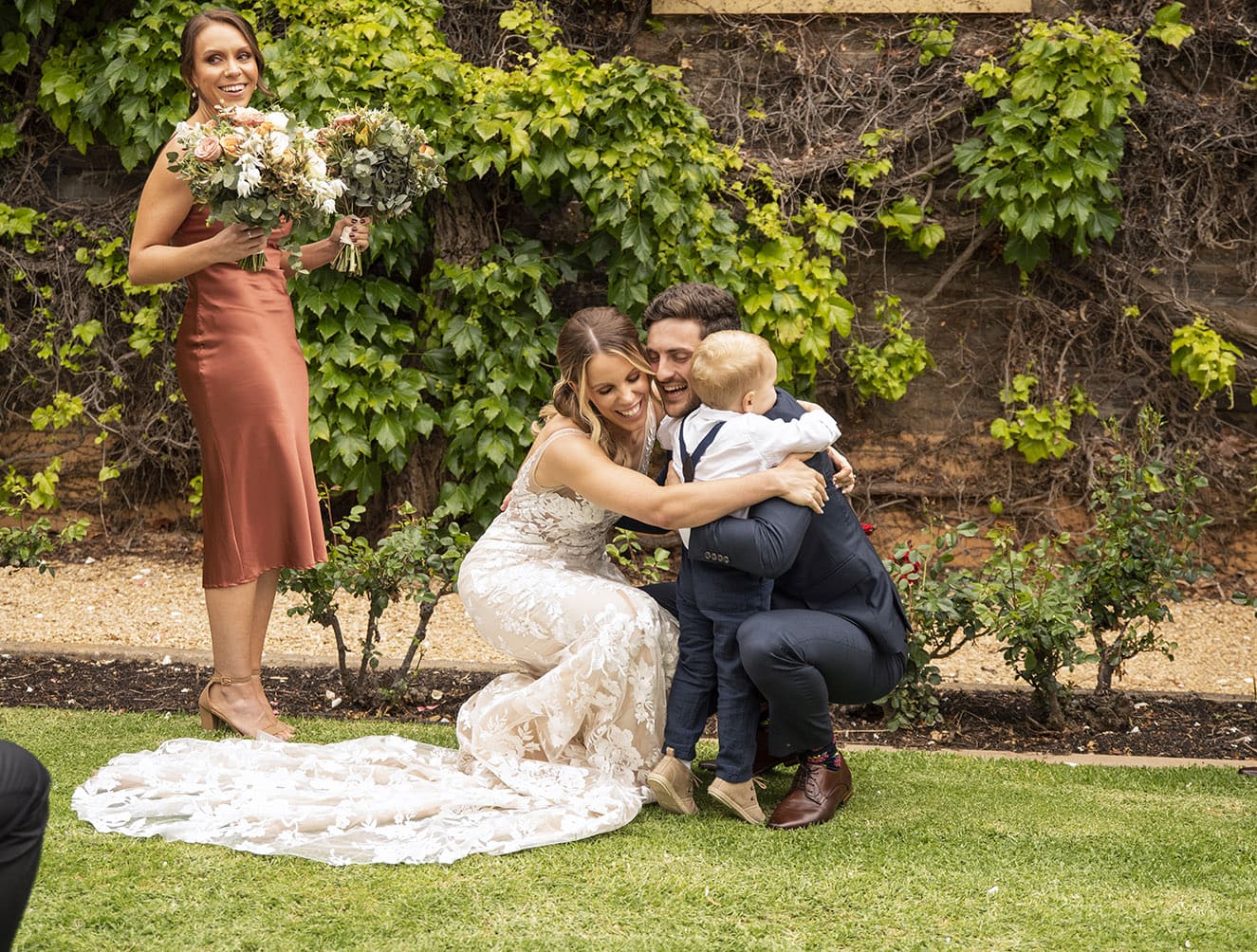 seppeltsfield winery wedding - tahlia & alex 57 Hugs with page boy