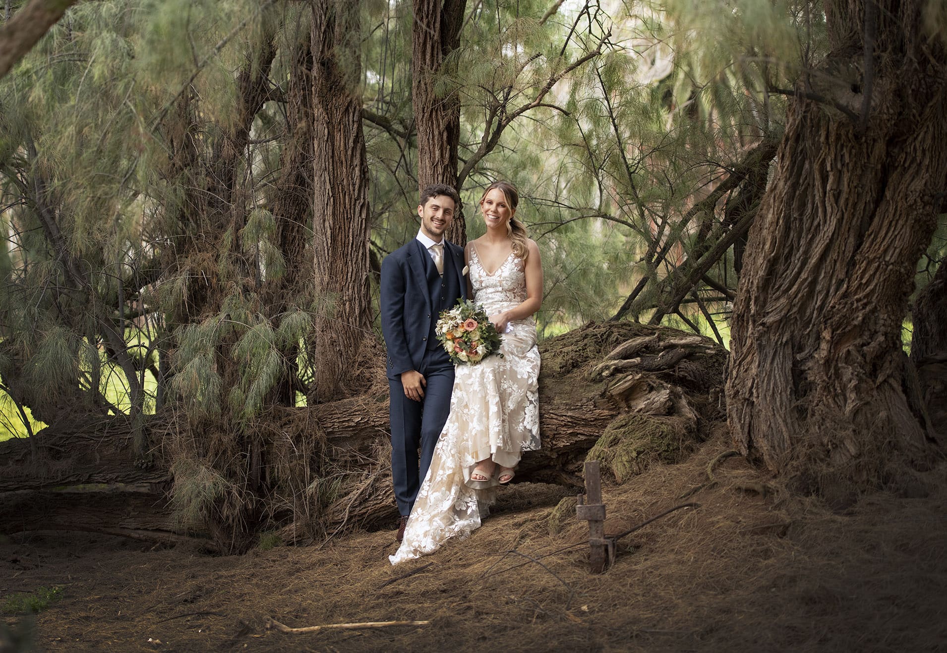 seppeltsfield winery wedding - tahlia & alex 73 Traditional Wedding photo on log