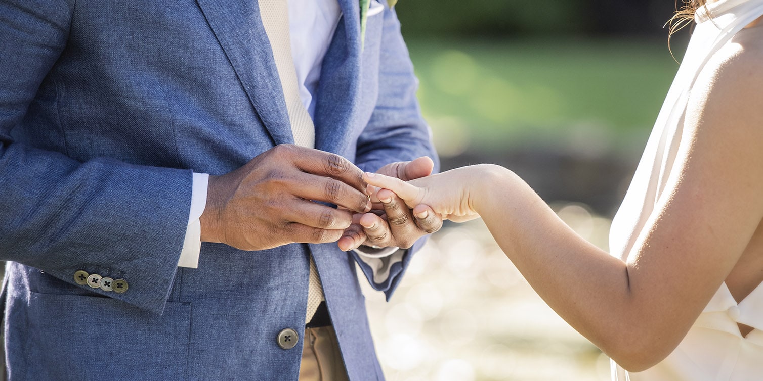 exchanging wedding bands closeup Exchanging wedding bands closeup