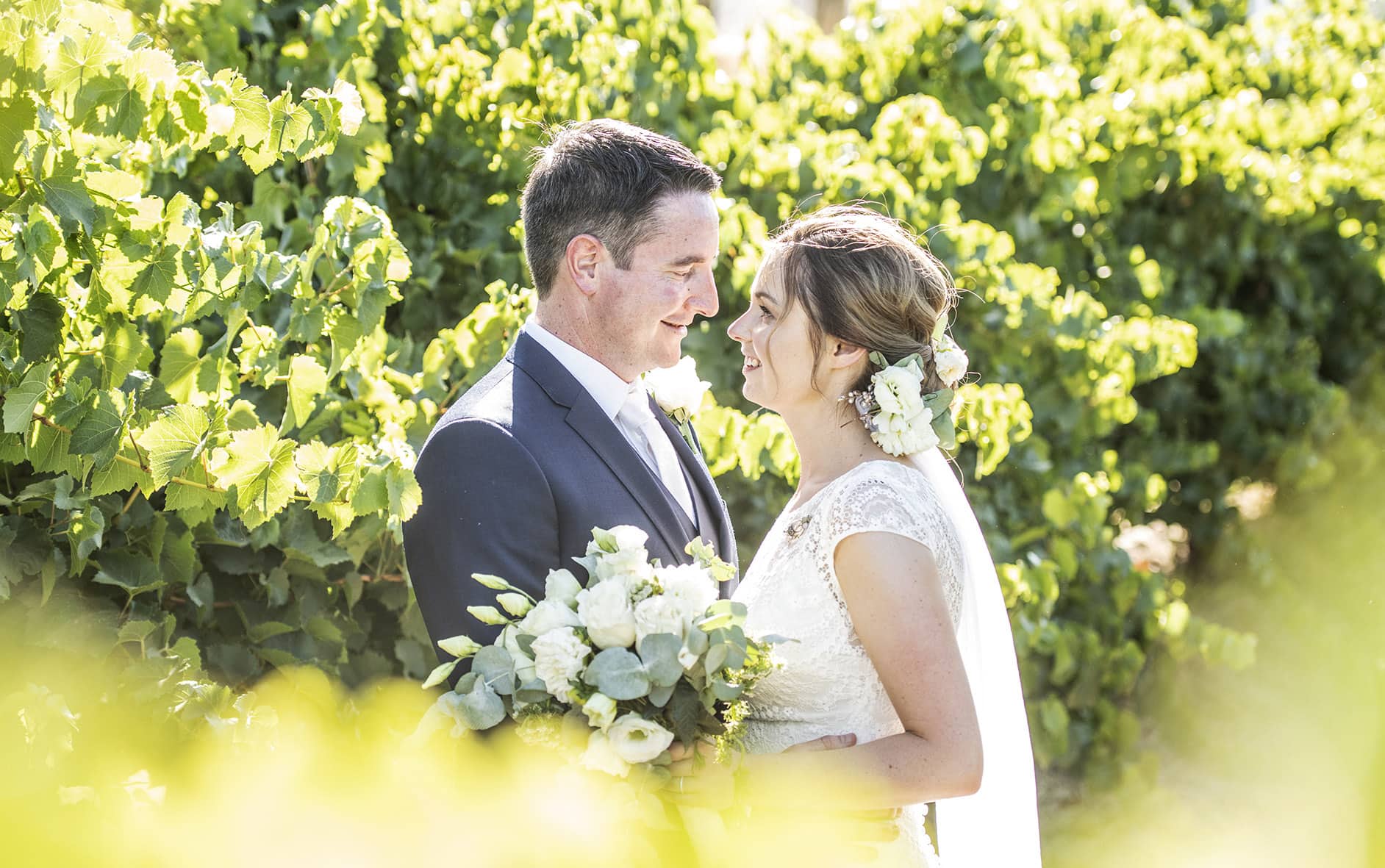 serafino wines wedding - claire & arron 63 bride and groom amongst the sunny Serafino wines vineyard