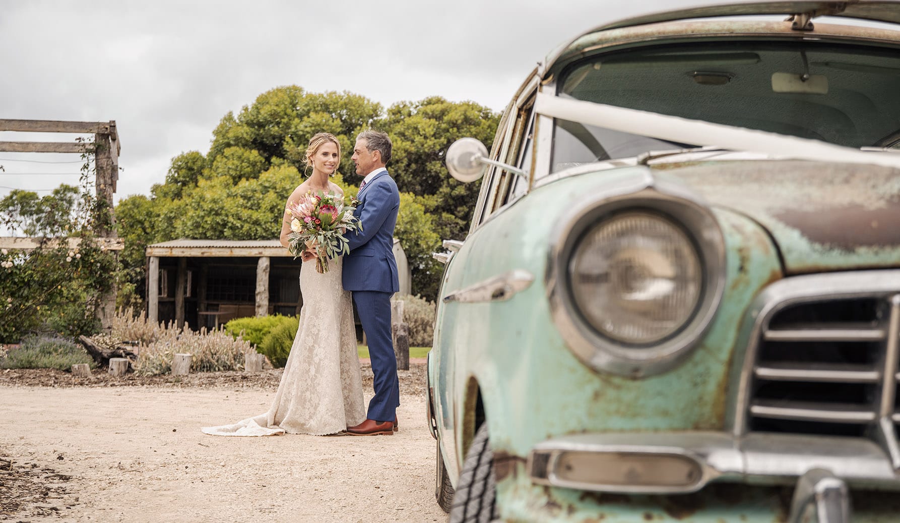 crabtree farm wedding - sarah & elten 28 brided and groom next to wedding car