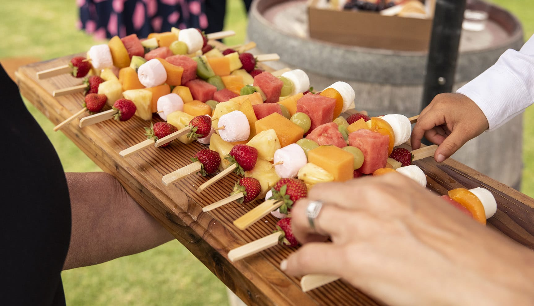 crabtree farm wedding - sarah & elten 41 Fruit on a stick