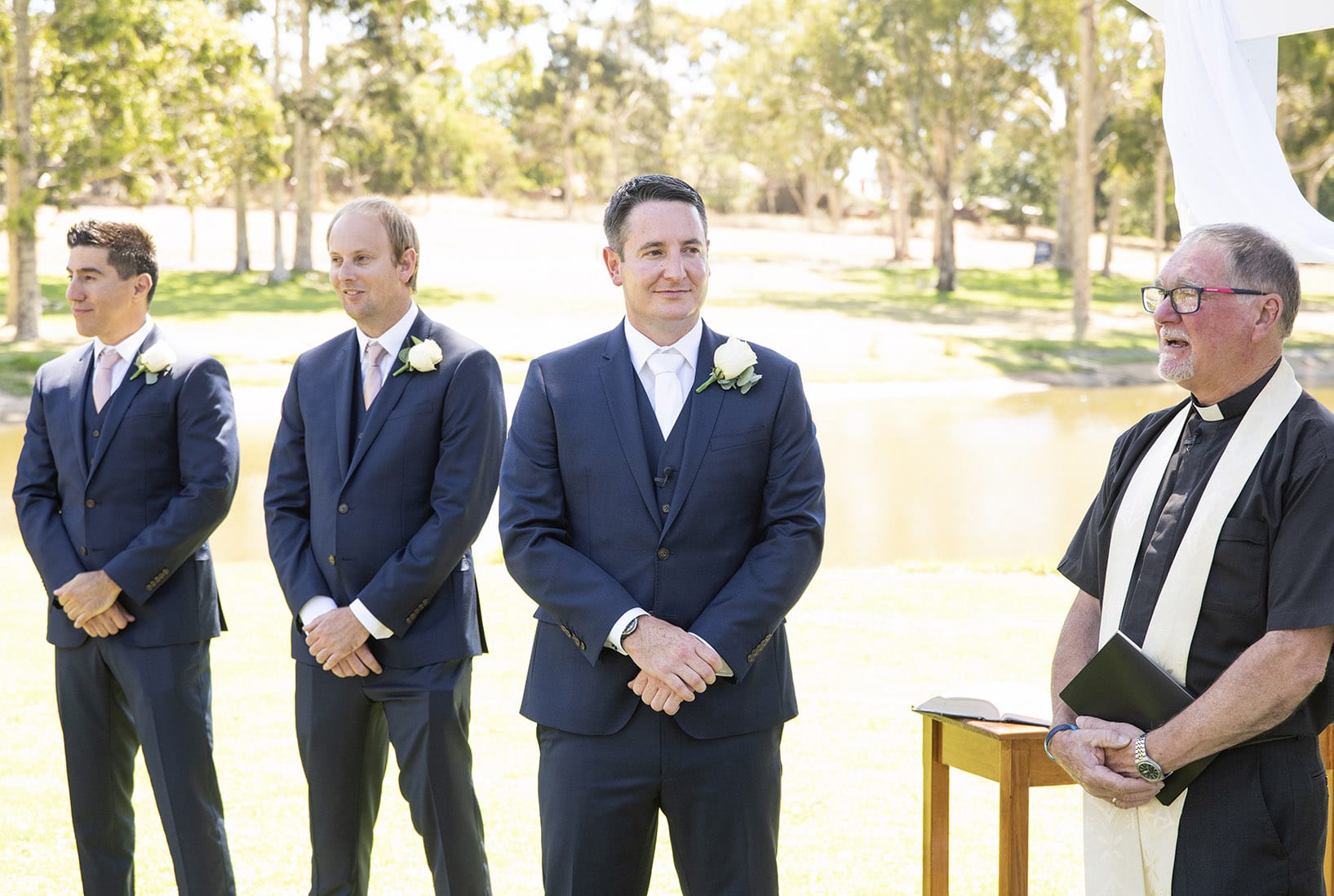 serafino wines wedding - claire & arron 35 Groom waiting patiently for his bride