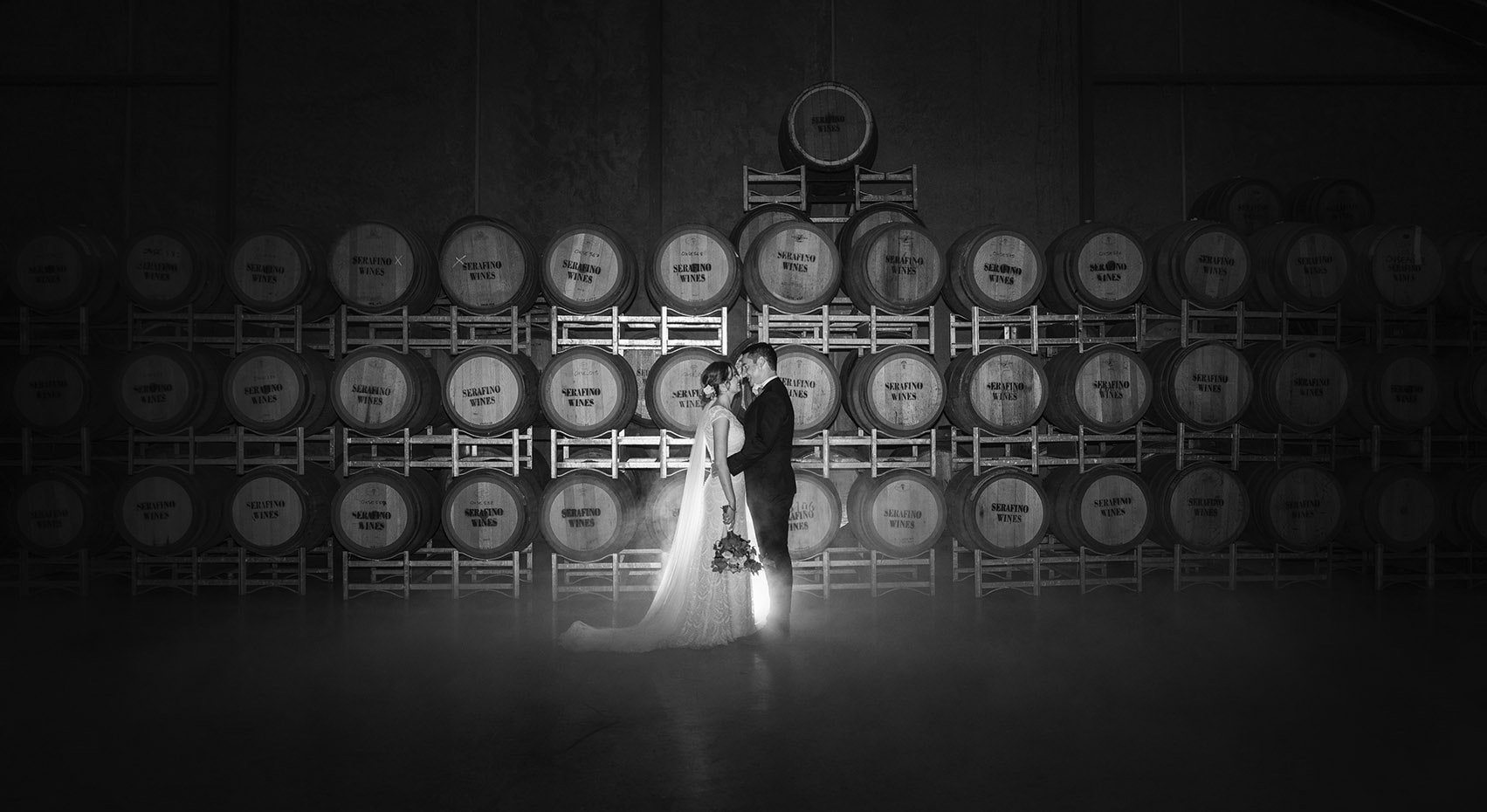 serafino wines wedding - claire & arron 66 Serafino wines wedding photo in barrel room