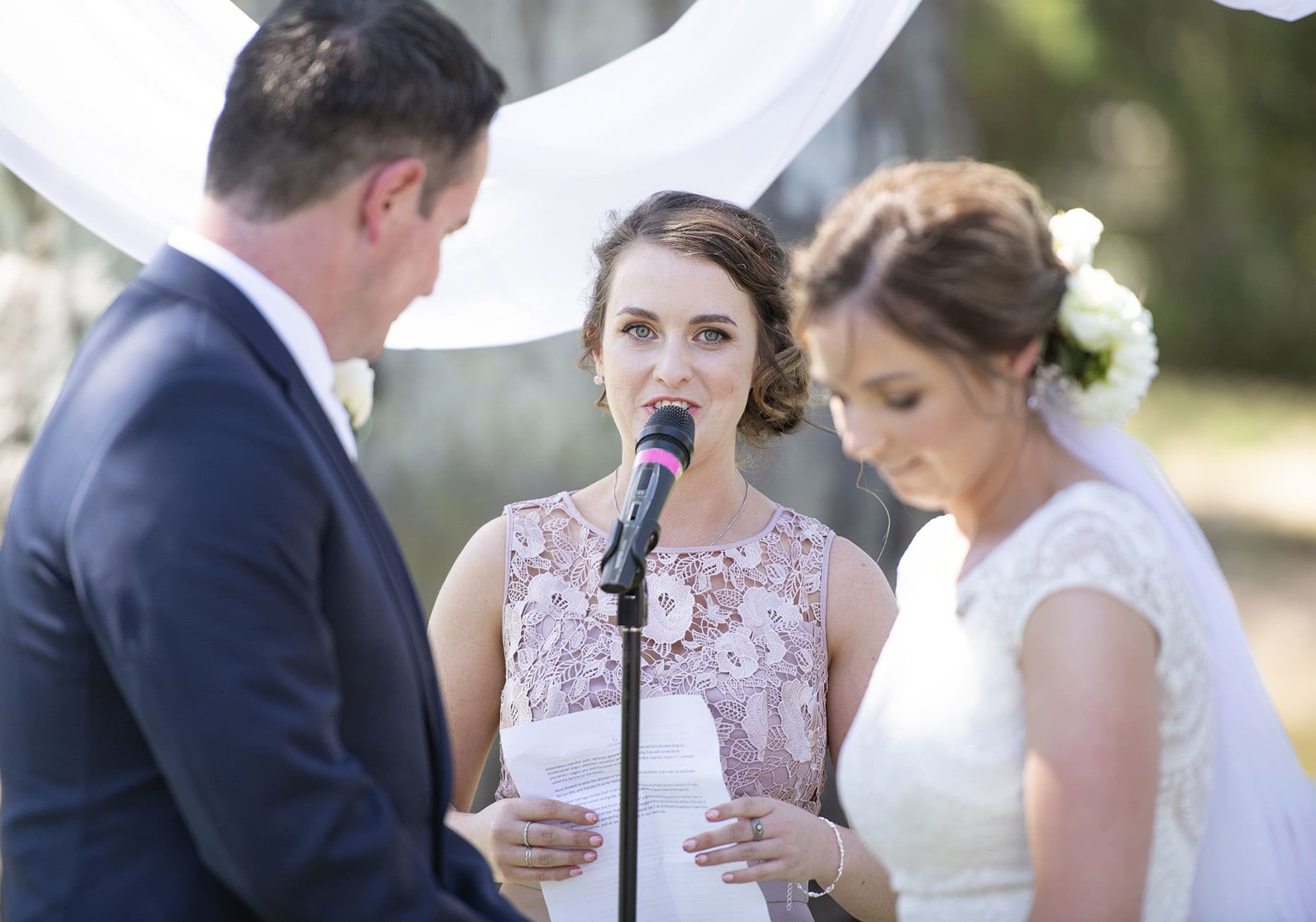 serafino wines wedding - claire & arron 40 Speech during wedding ceremony by bridesmaid