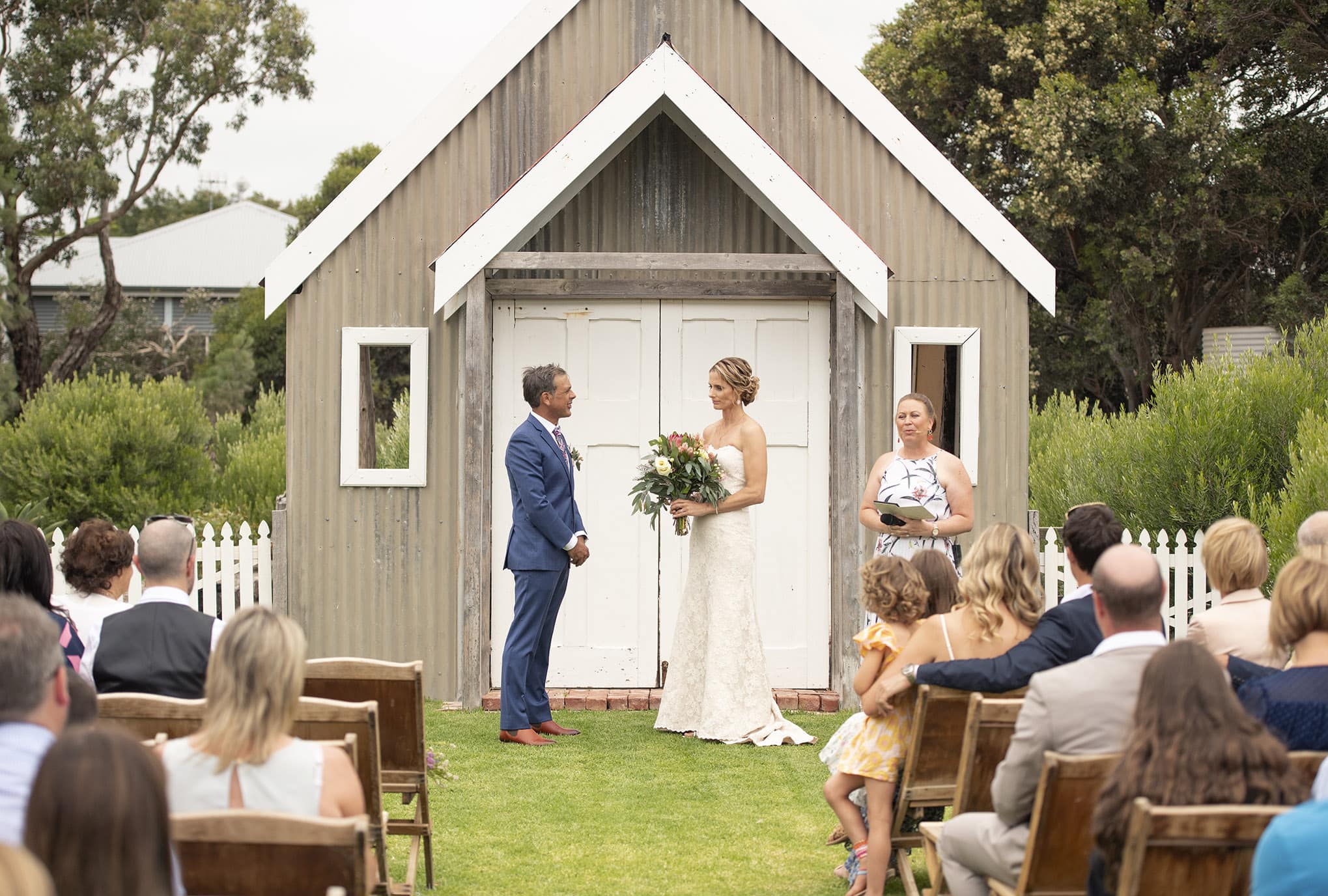 crabtree farm wedding - sarah & elten 12 Wedding ceremony in front of little chapel