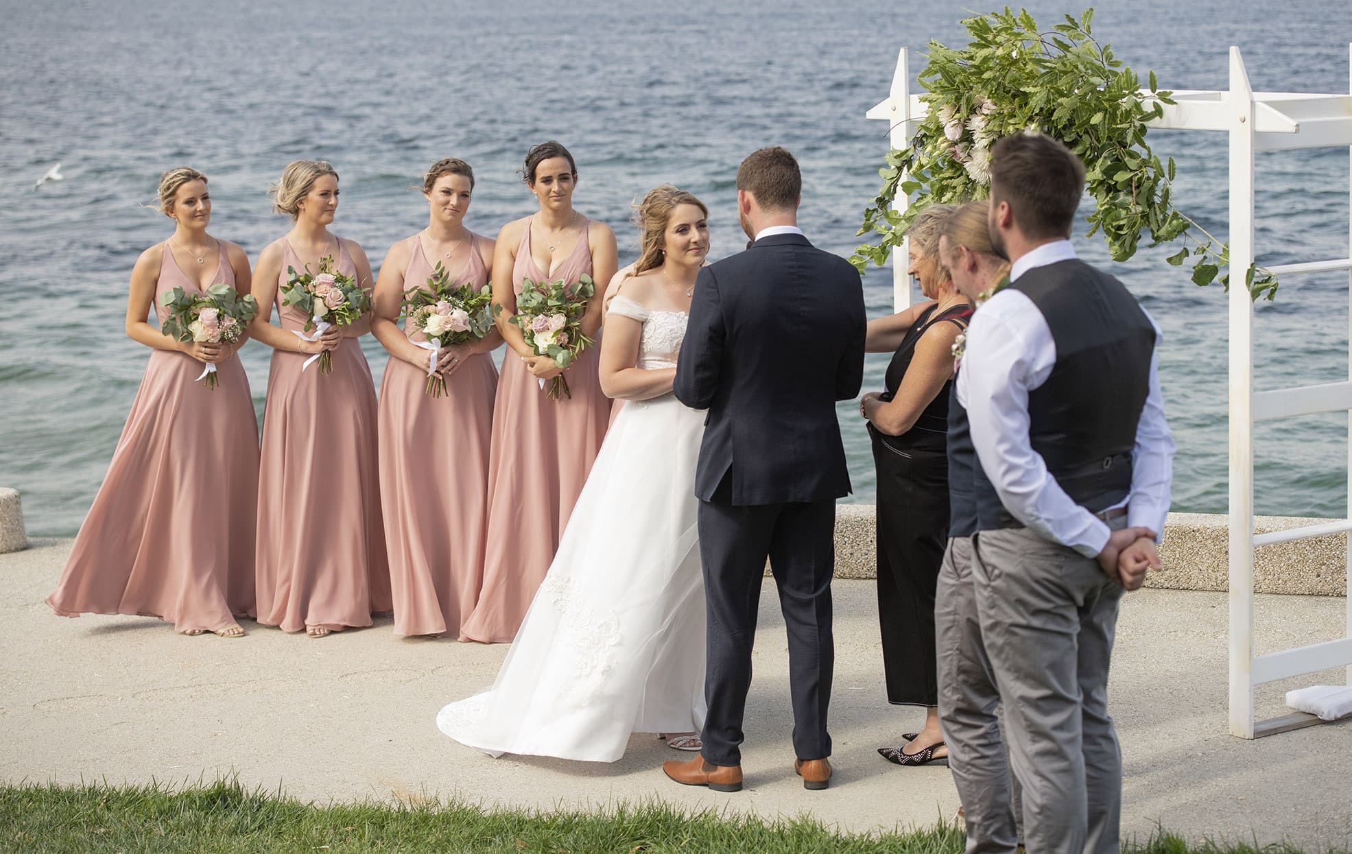seagrass long point wedding - hobart - georgia & matt 60 Bridal party lined up behind bride