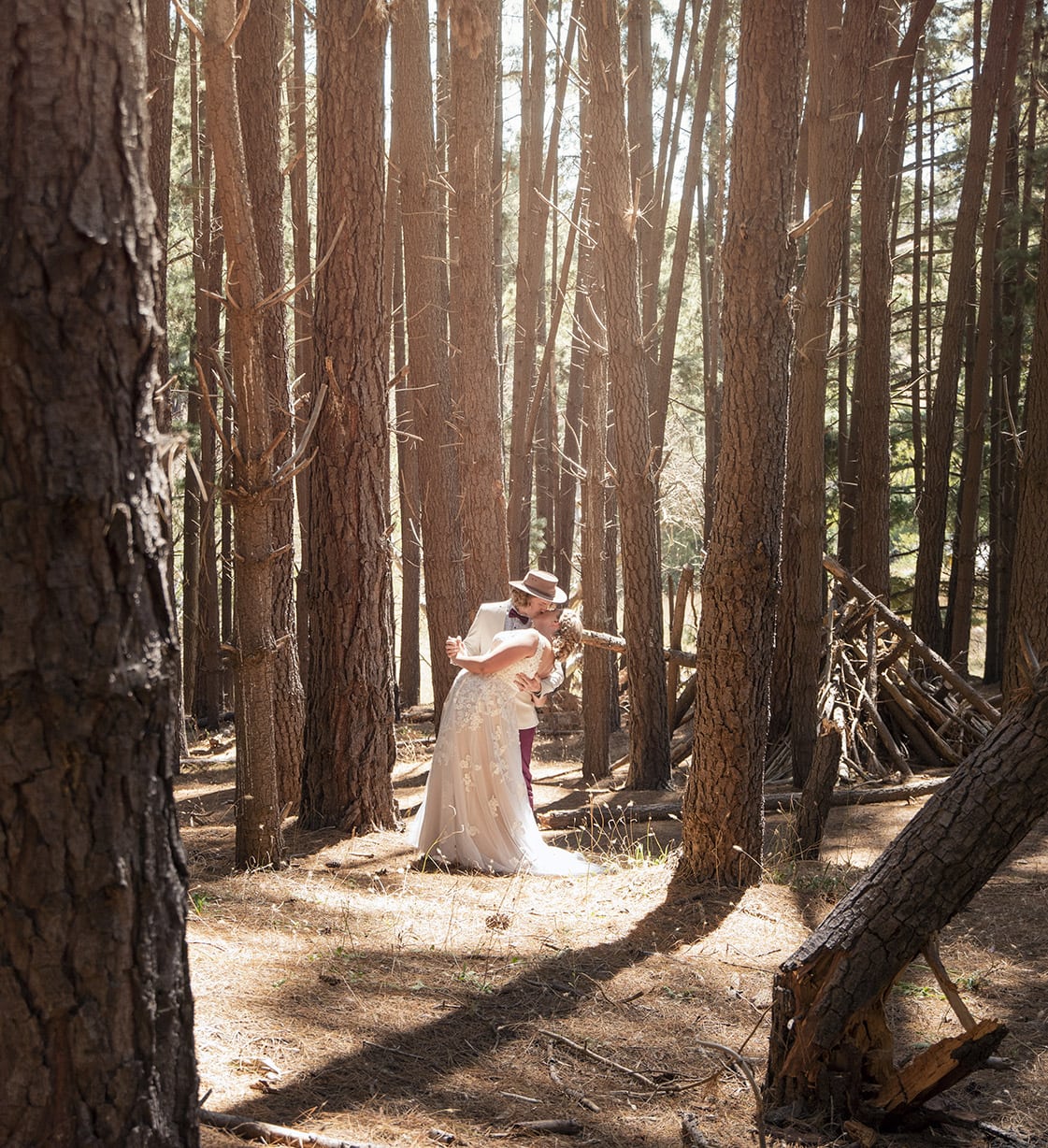 old oval estate wedding - suzie & jay 83 Bride and groom amongst the trees in Bone Gully