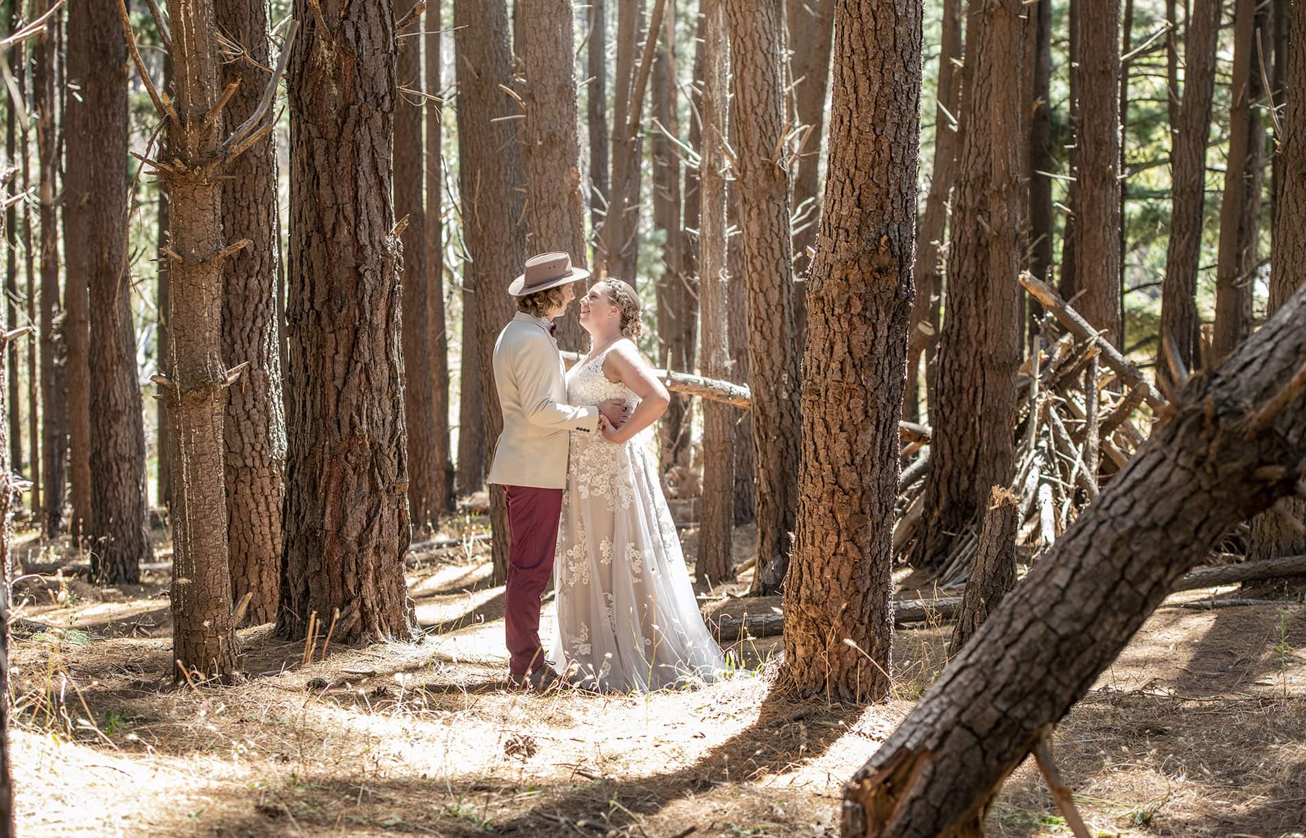 old oval estate wedding - suzie & jay 82 Bride and groom amongst the trees in Kuitpo Forest