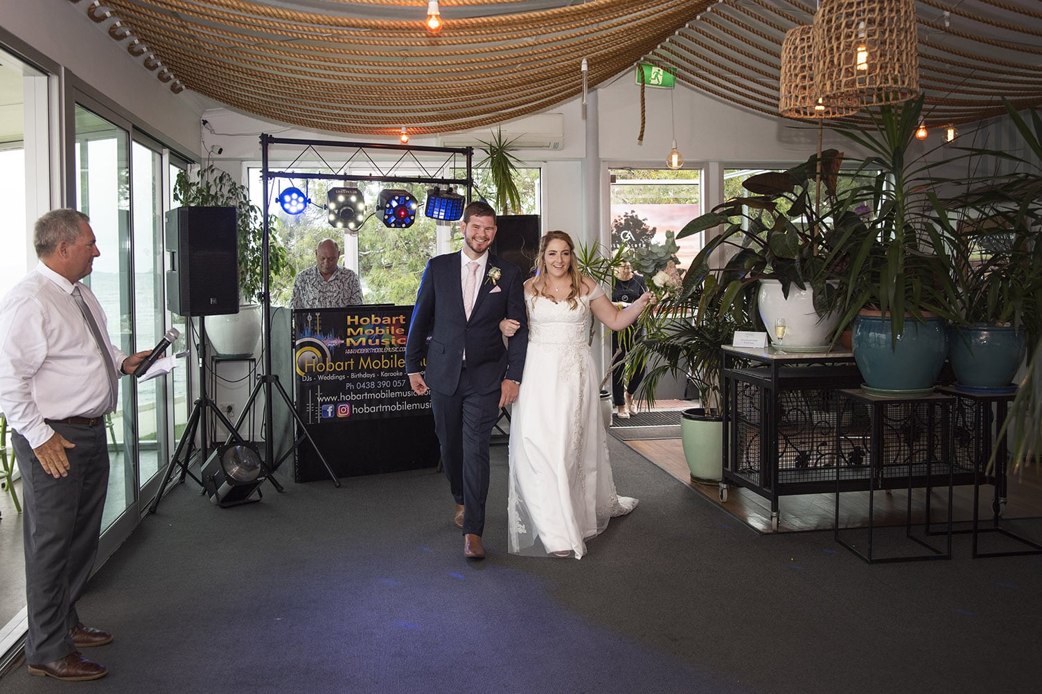 seagrass long point wedding - hobart - georgia & matt 74 Bride and Groom entrace at Seagrass