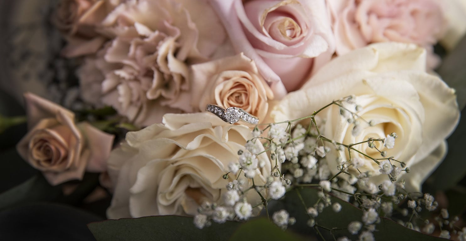seagrass long point wedding - hobart - georgia & matt 39 Engagement ring in the bouquet