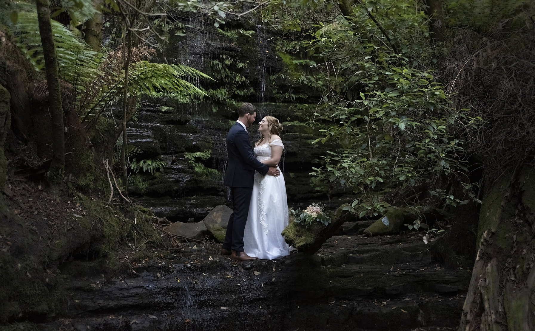 seagrass long point wedding - hobart - georgia & matt 19 Hobart Cascade Falls wedding photo