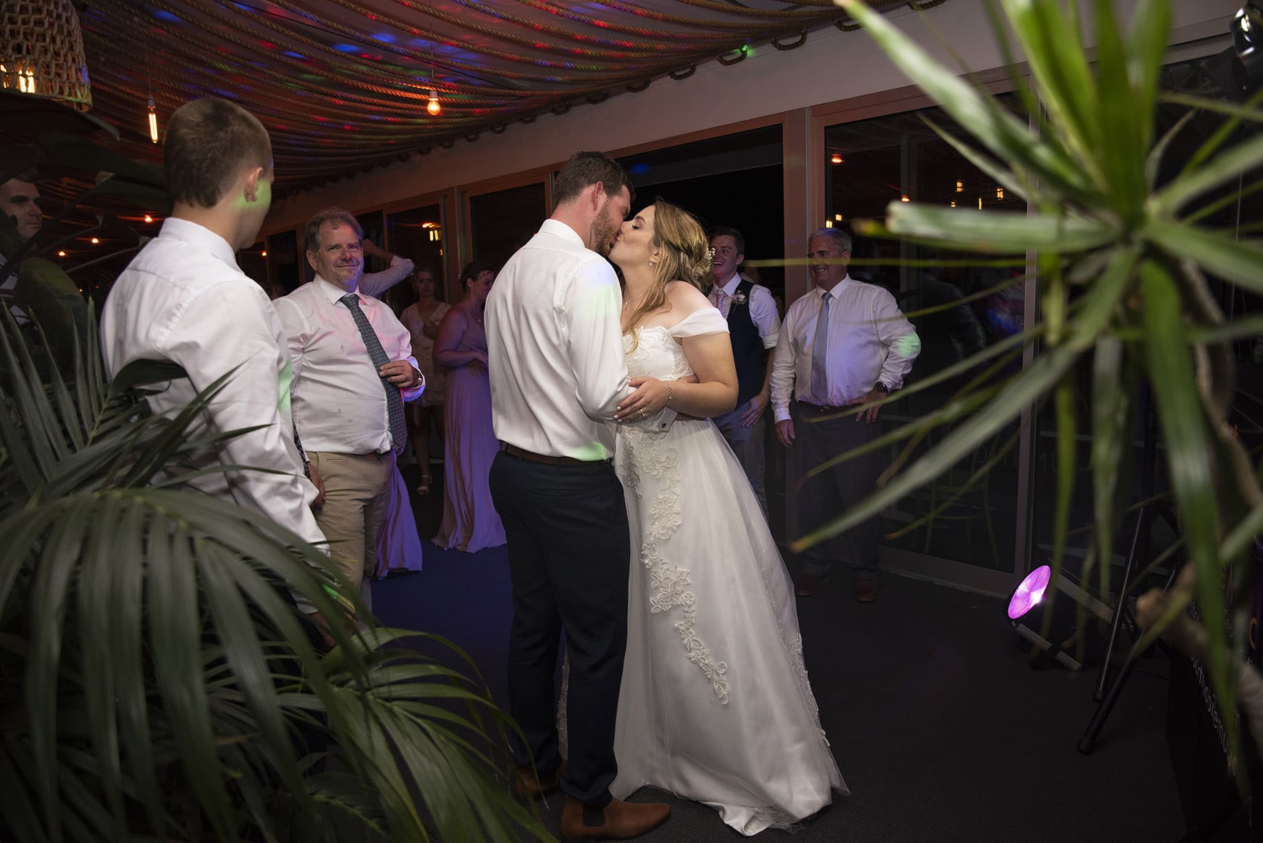 seagrass long point wedding - hobart - georgia & matt 89 Kiss before leaving the wedding