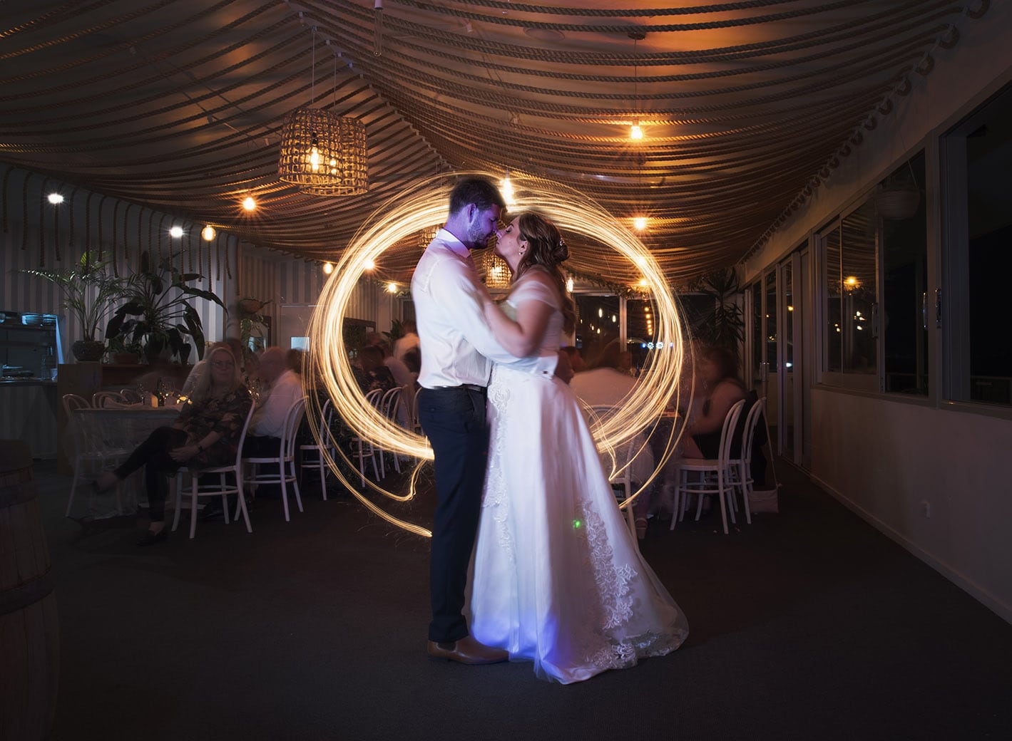 seagrass long point wedding - hobart - georgia & matt 79 Light painted wedding photo
