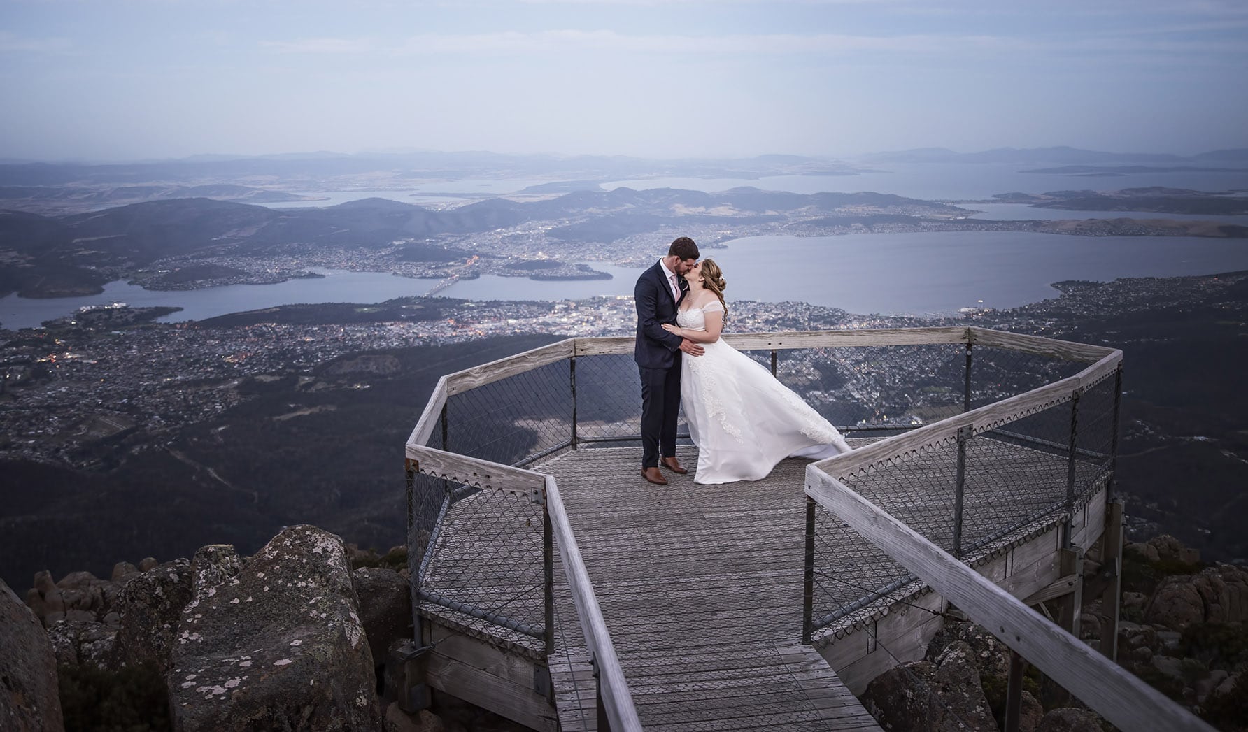 seagrass long point wedding - hobart - georgia & matt 27 Mt Wellington Lookout wedding photo
