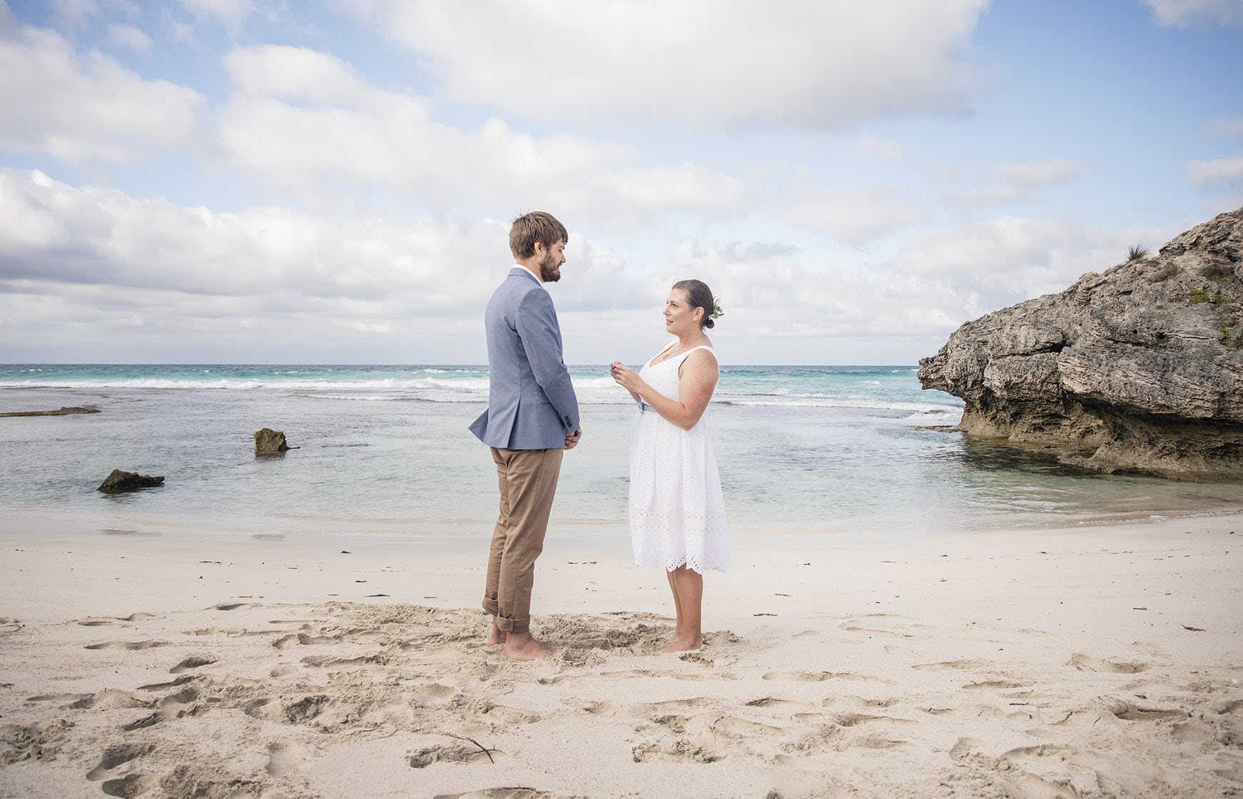 kangaroo island elopement - claire & jacob 29 Claire and Jacob standing barefoot on Pennington Bay beach during their Kangaroo Island elopement ceremony