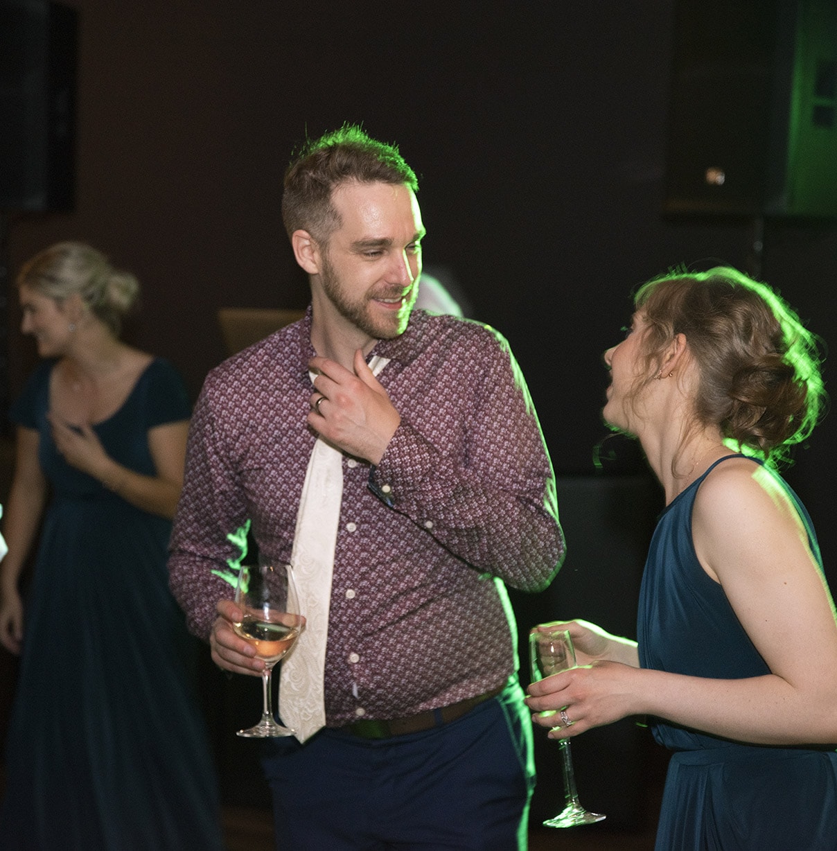 national wine center wedding - pat & kat 192 Dancing guests green light