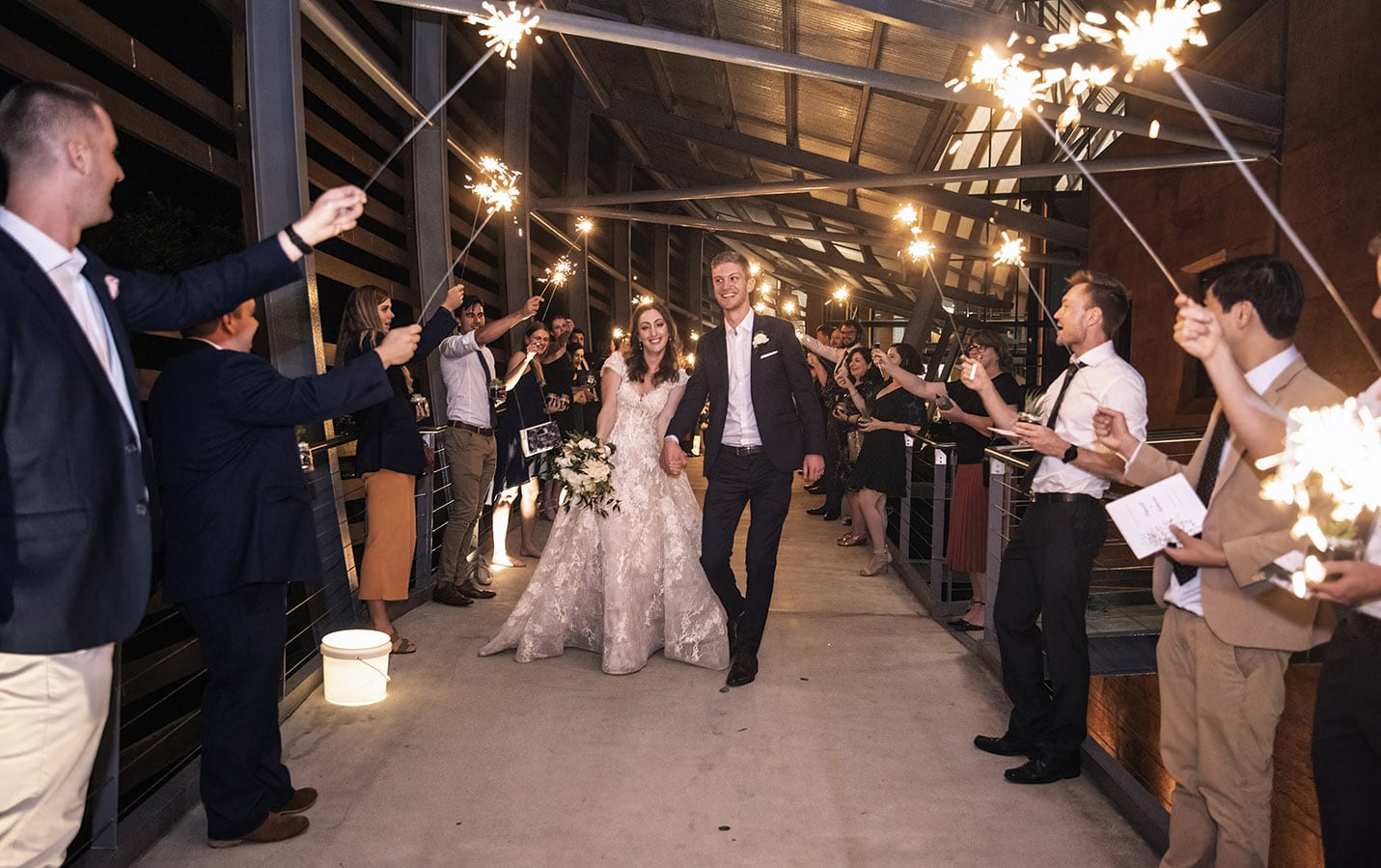 national wine center wedding - pat & kat 194 Exit under sparklers