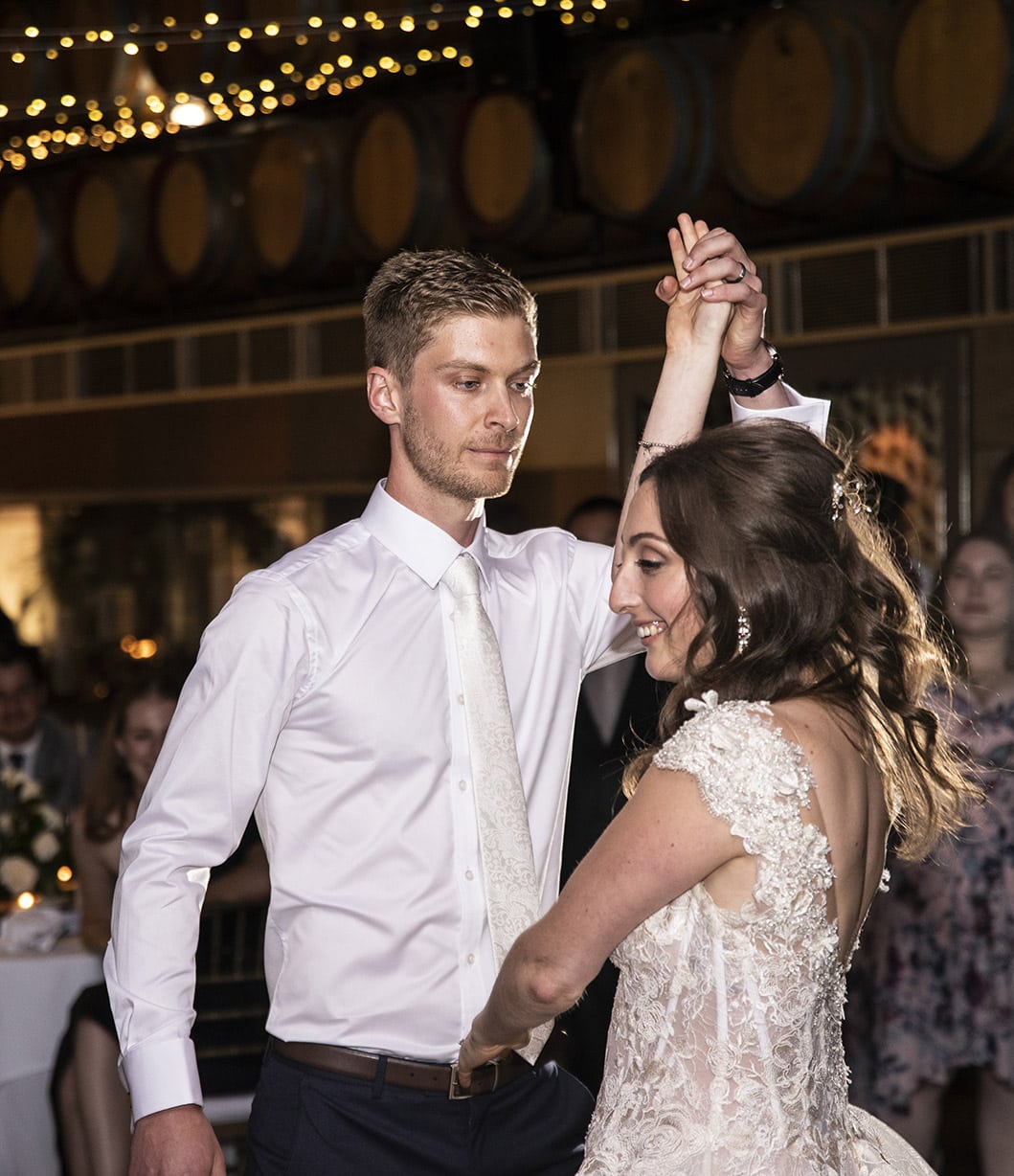 national wine center wedding - pat & kat 183 Groom concentrating on first dance