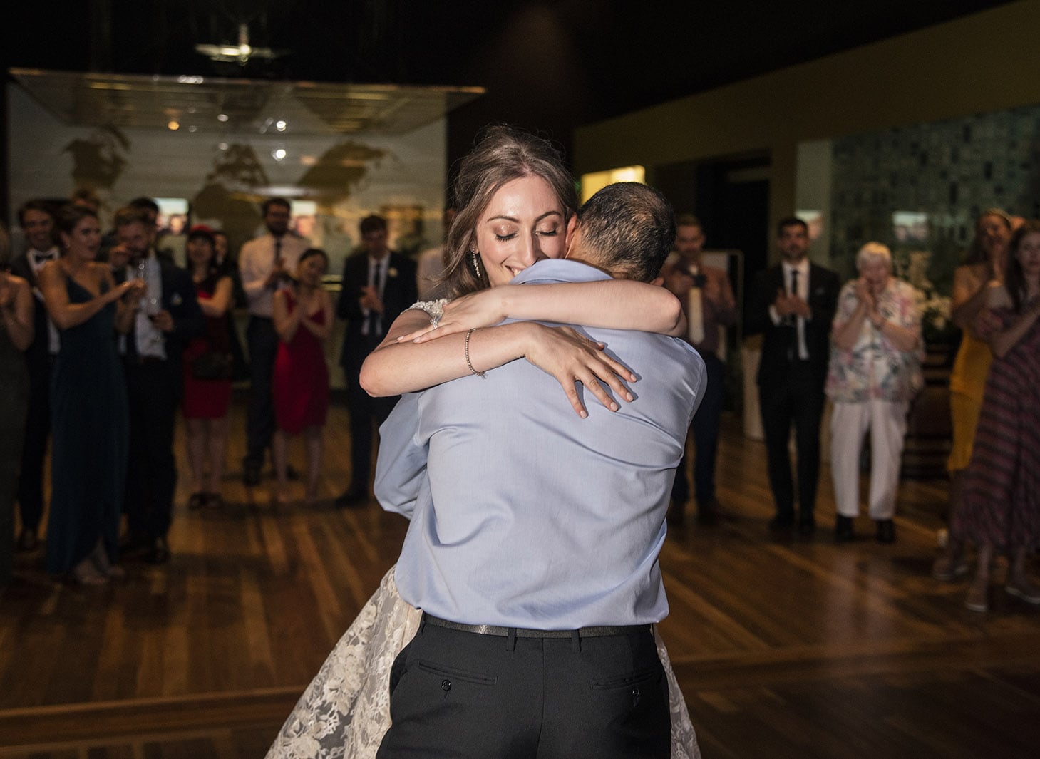 national wine center wedding - pat & kat 187 Hugs after Daddy daughter dance