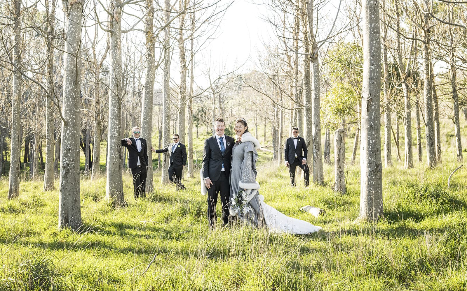 mount torrens hotel wedding - clare & craig 61 Bridal party amongst tree plantation