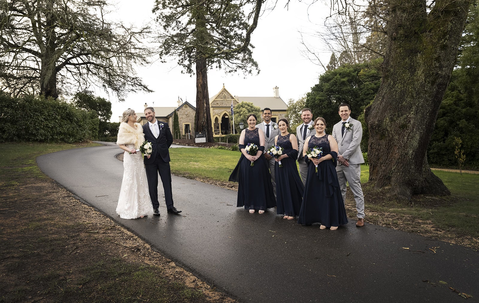 mount lofty house wedding - katrina & lucas 53 Bridal party in front of Mount Lofty House