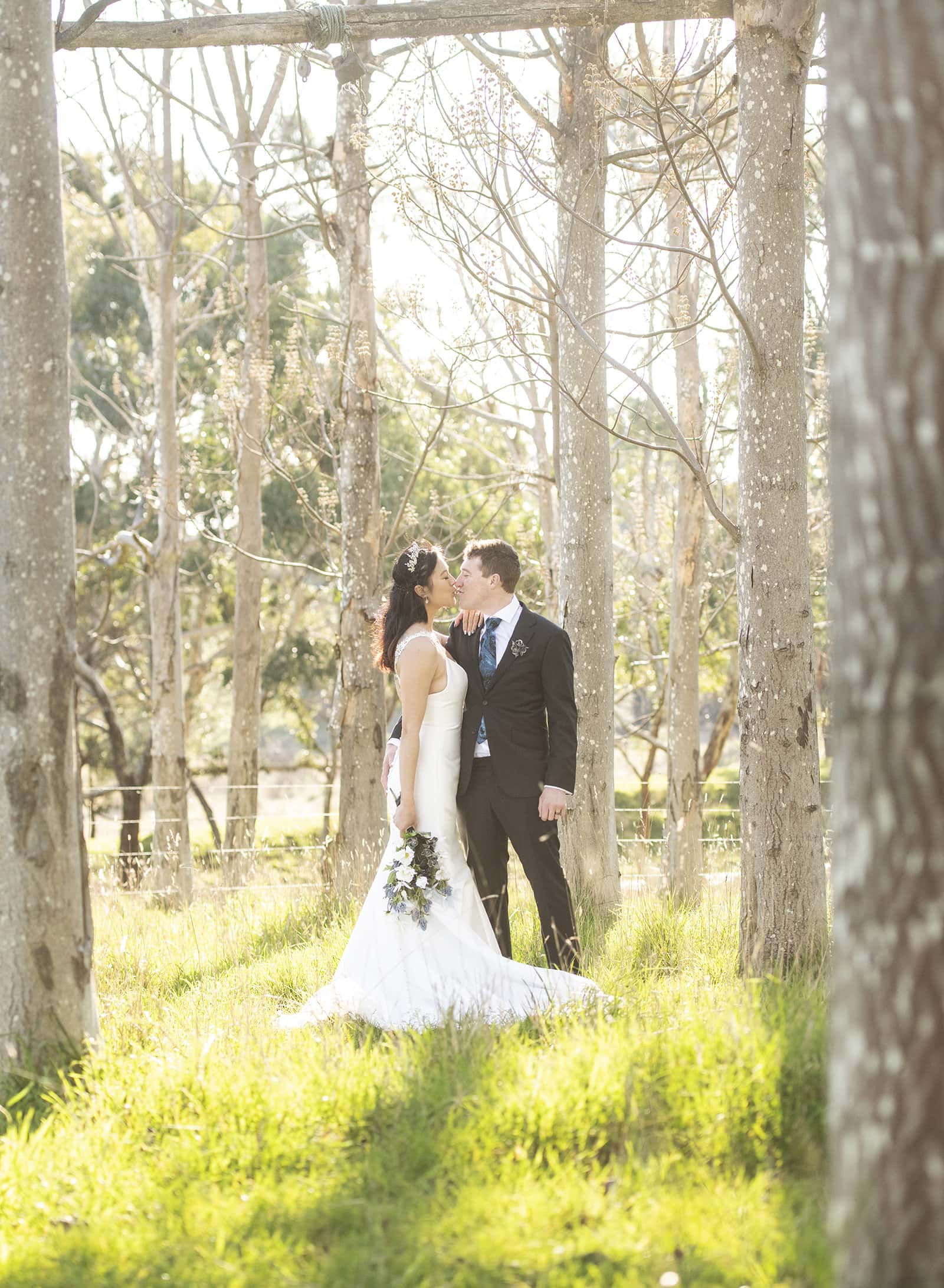 mount torrens hotel wedding - clare & craig 65 Bride and groom in tree plantation