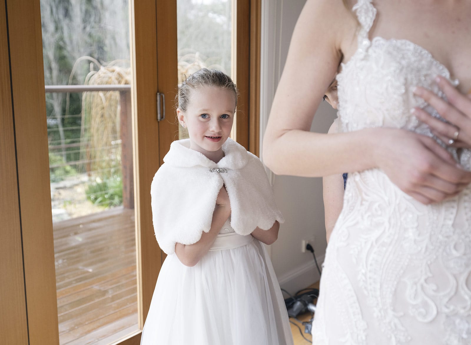 mount lofty house wedding - katrina & lucas 19 Flower girl looking on