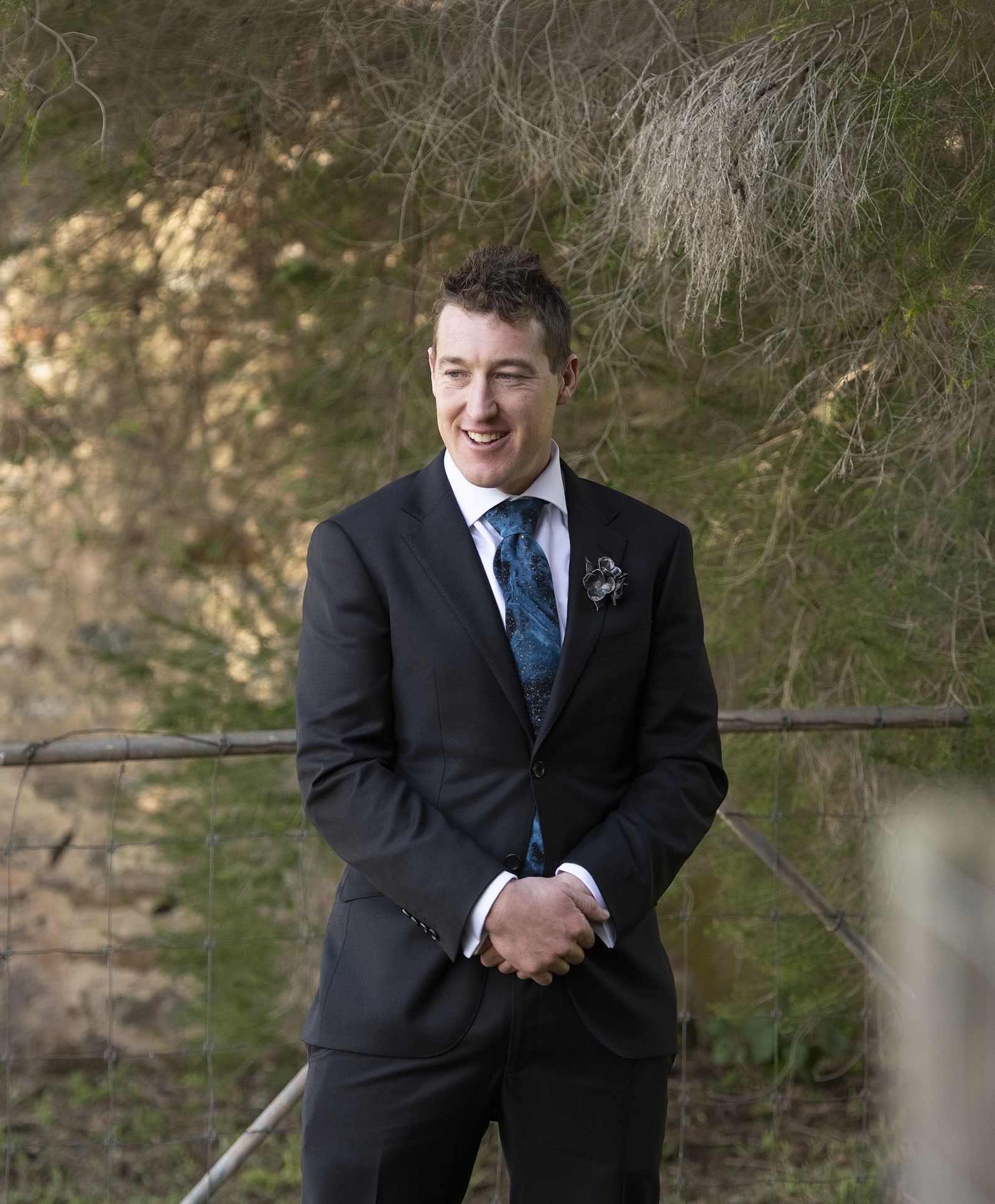 mount torrens hotel wedding - clare & craig 31 Groom waiting patiently