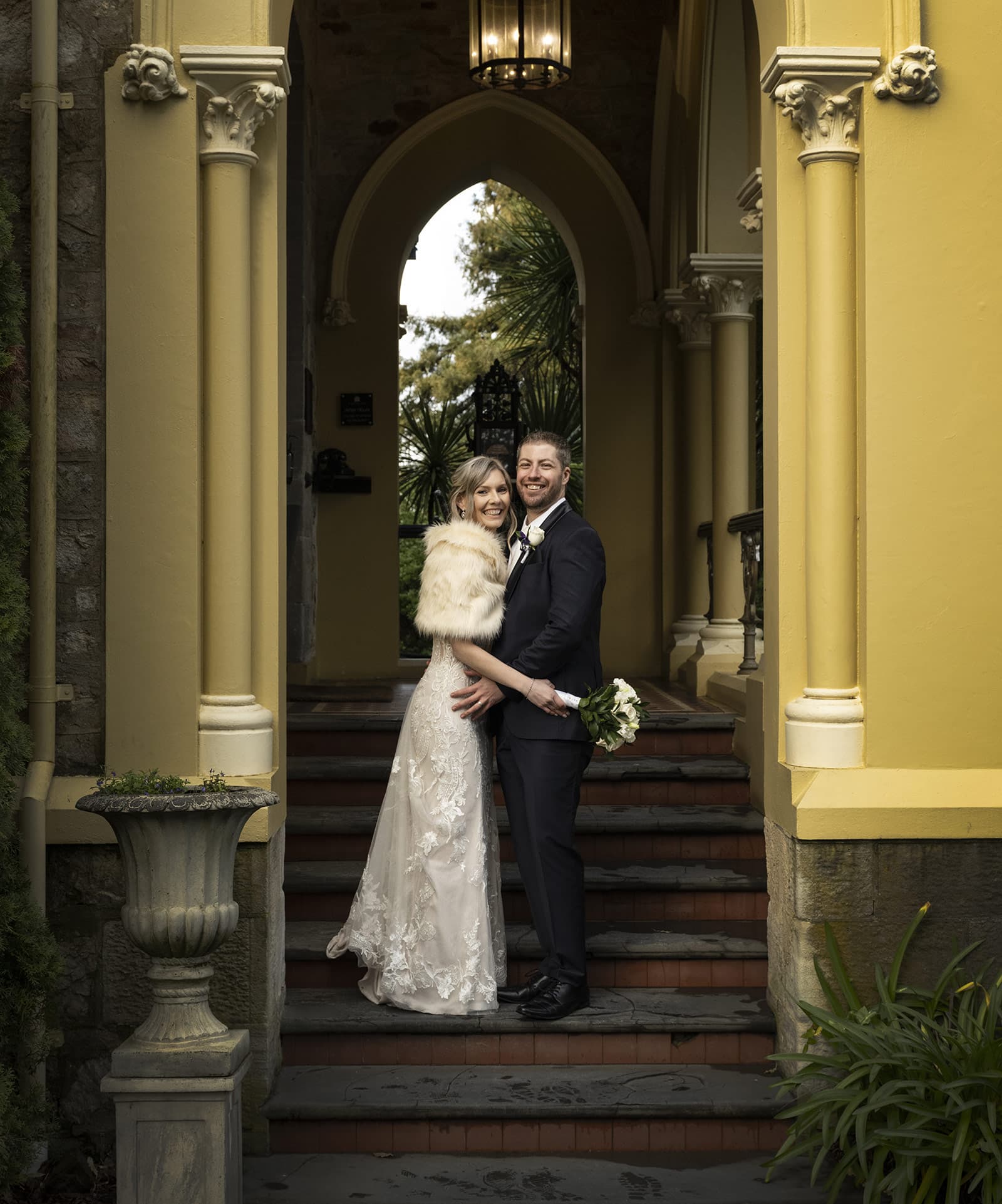 mount lofty house wedding - katrina & lucas 55 On the steps of Mount Lofty House