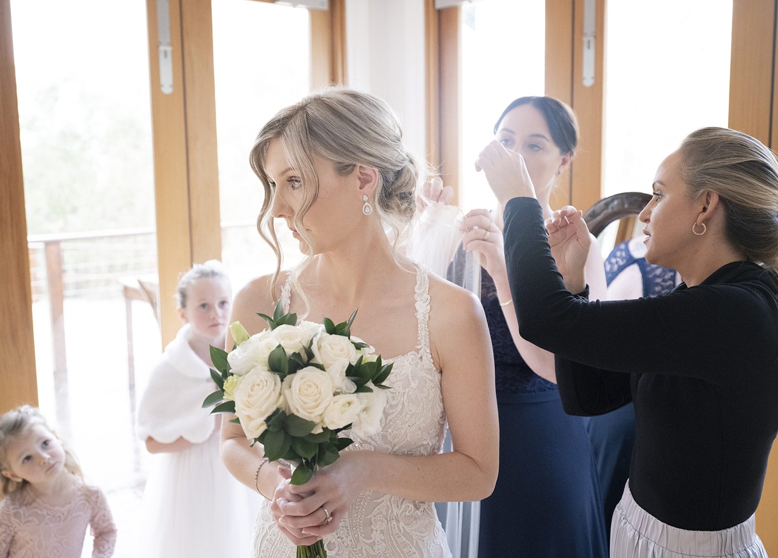 mount lofty house wedding - katrina & lucas 25 Smiling bride as she prepares