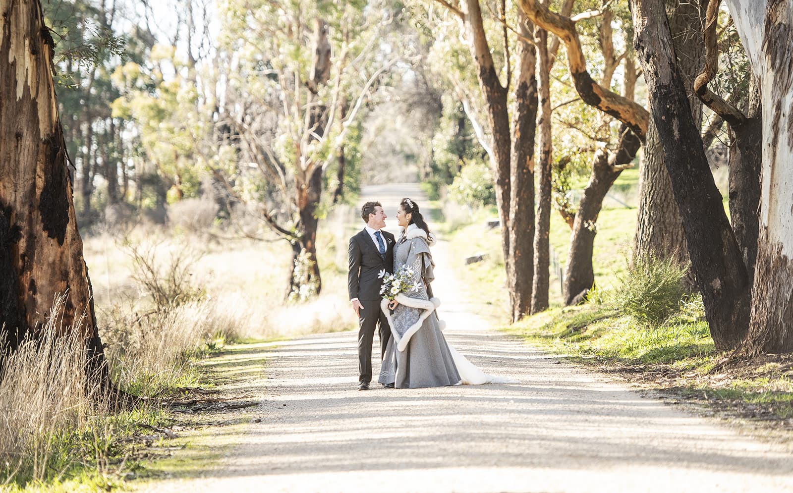 mount torrens hotel wedding - clare & craig 57 Together on the road surrounded by gum trees