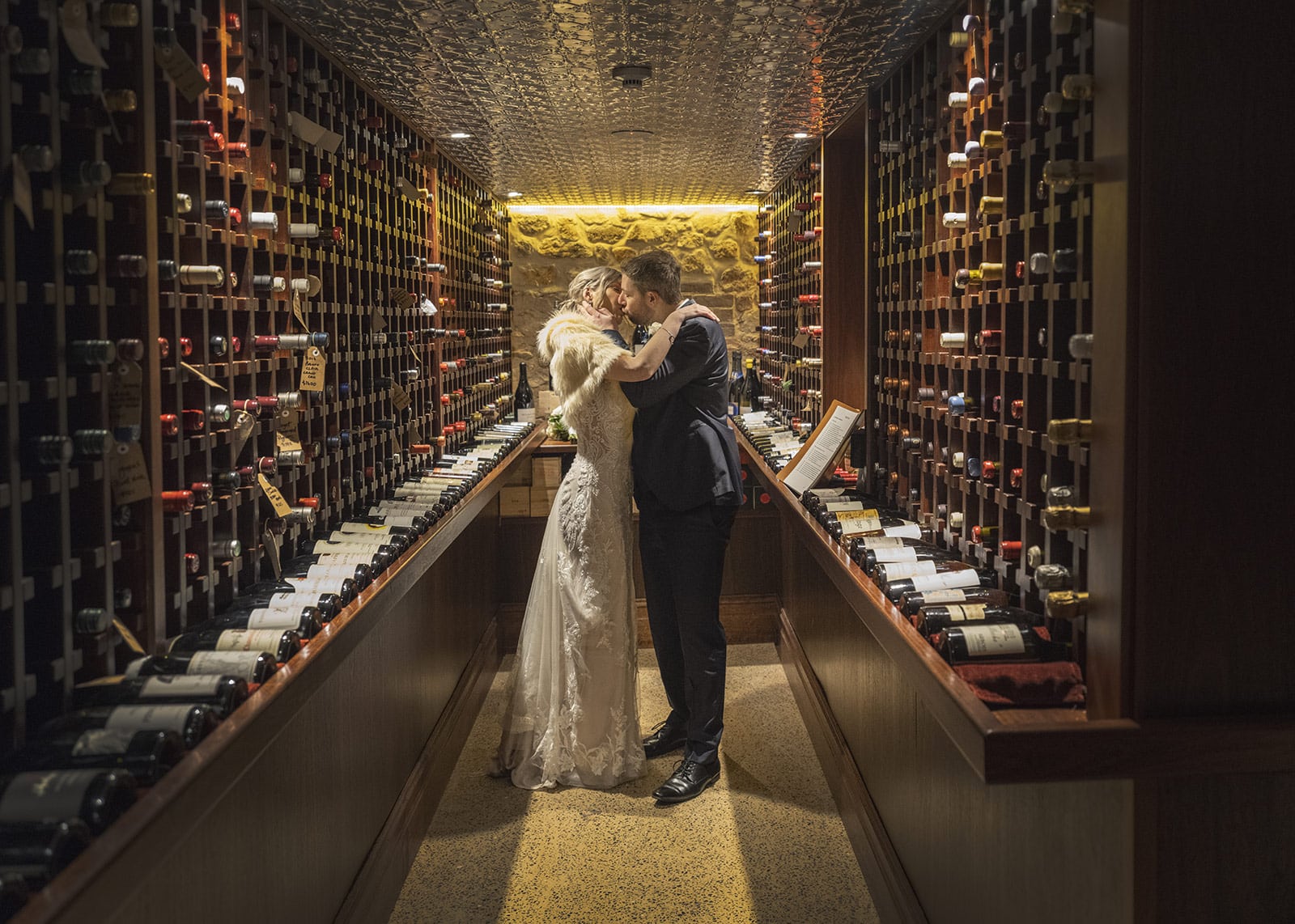 mount lofty house wedding - katrina & lucas 57 Wedding photo in the Mount Lofty House cellars