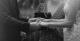Holding hands in black and white