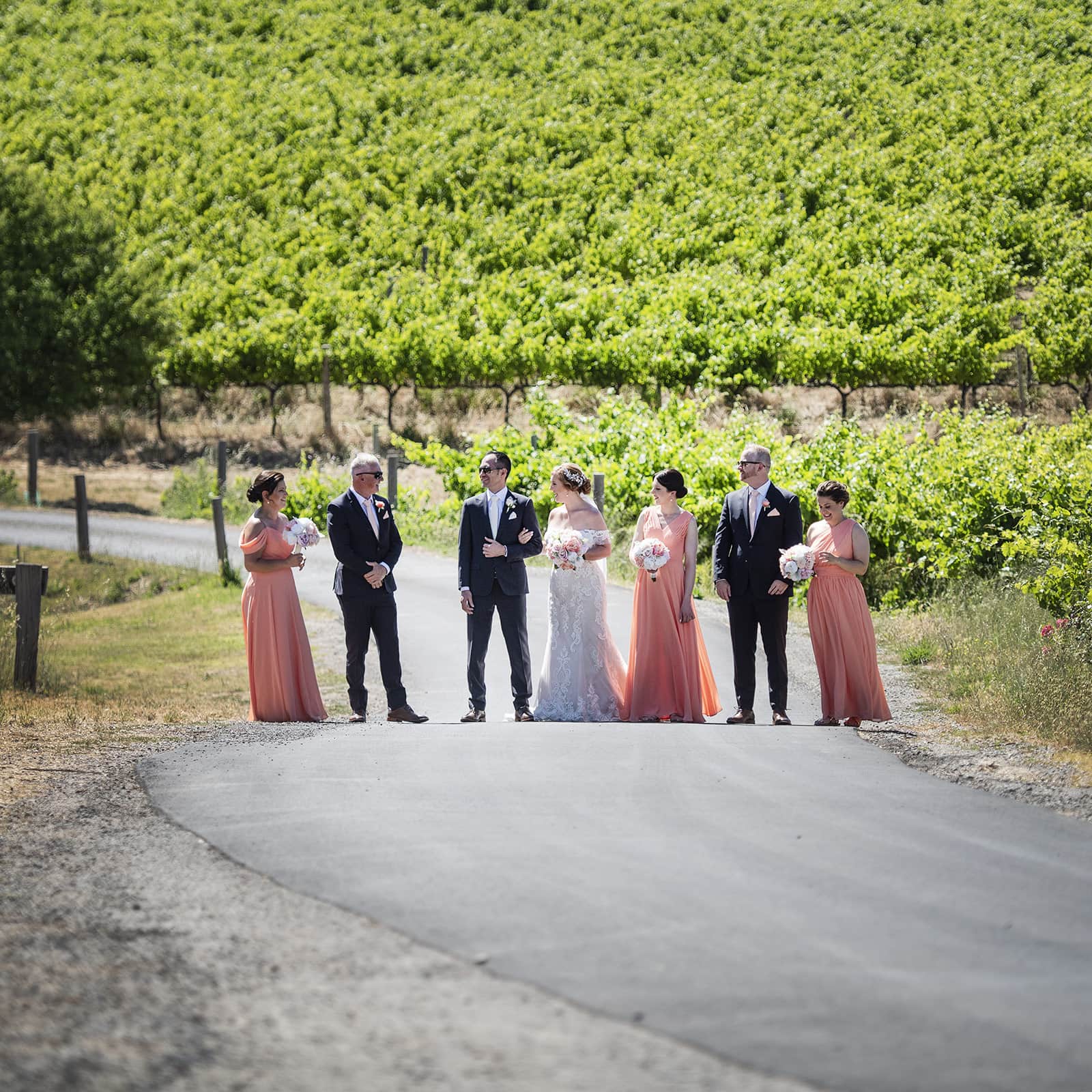 coriole wines wedding - marielle & brendan 26 Bridal party together on driveway