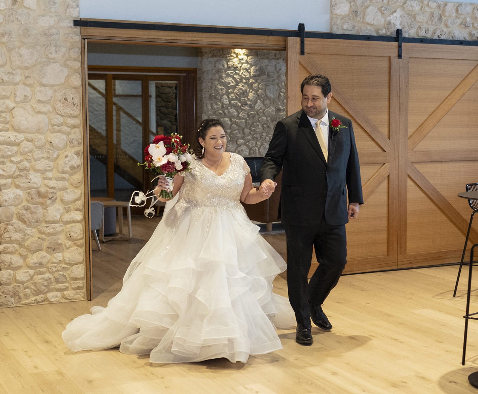 lake breeze wines wedding - cate & renato 52 Bride and groom entrance to lake breeze wines wedding
