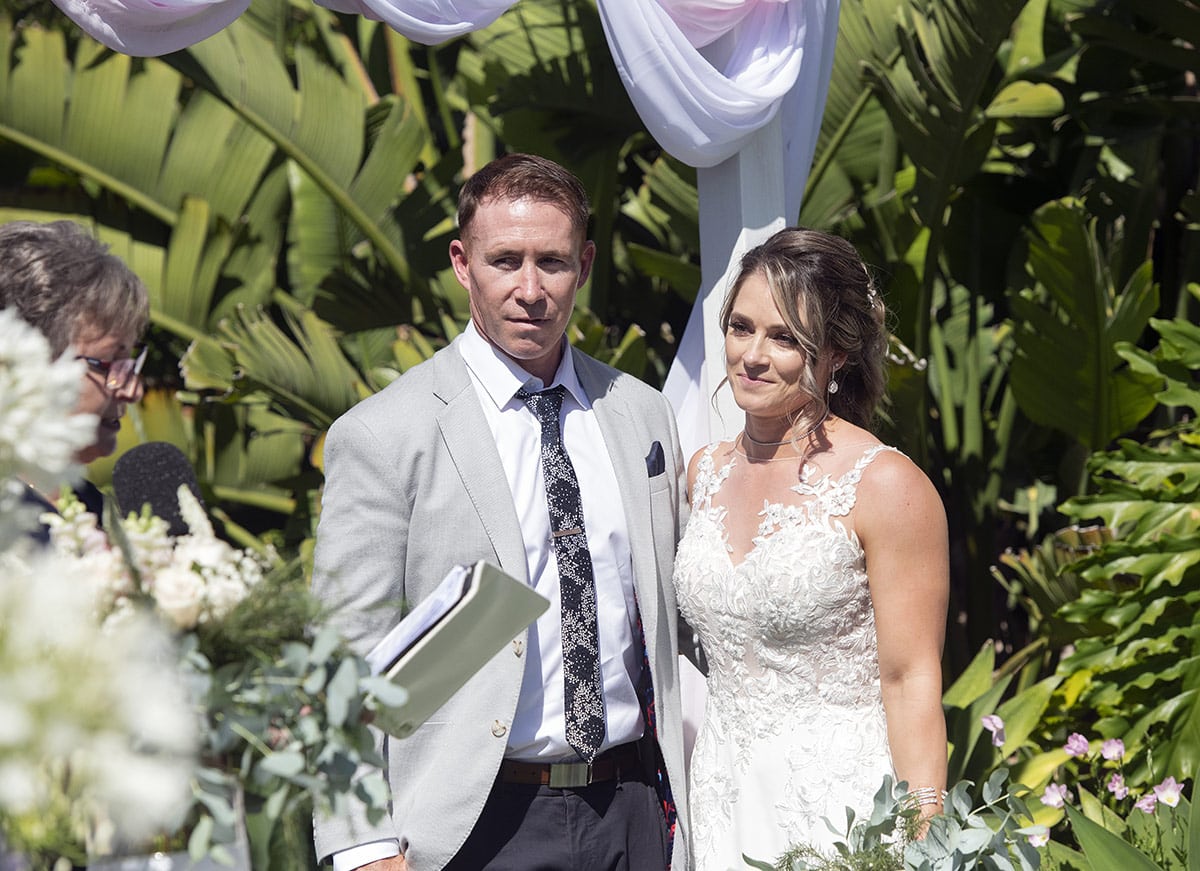 big easy radio wedding - leanne & evan 35 Bride and groom listening to their celebrant