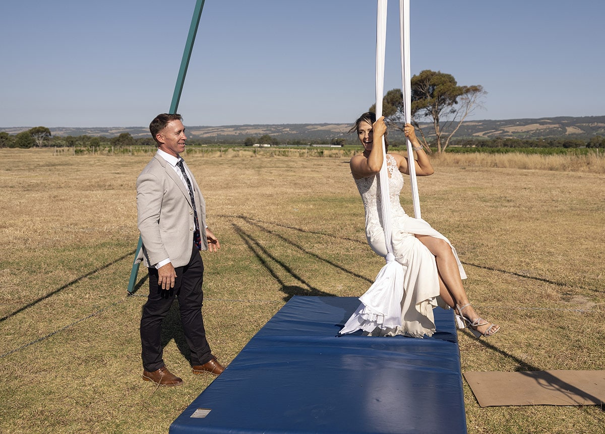 big easy radio wedding - leanne & evan 47 Bride on silks