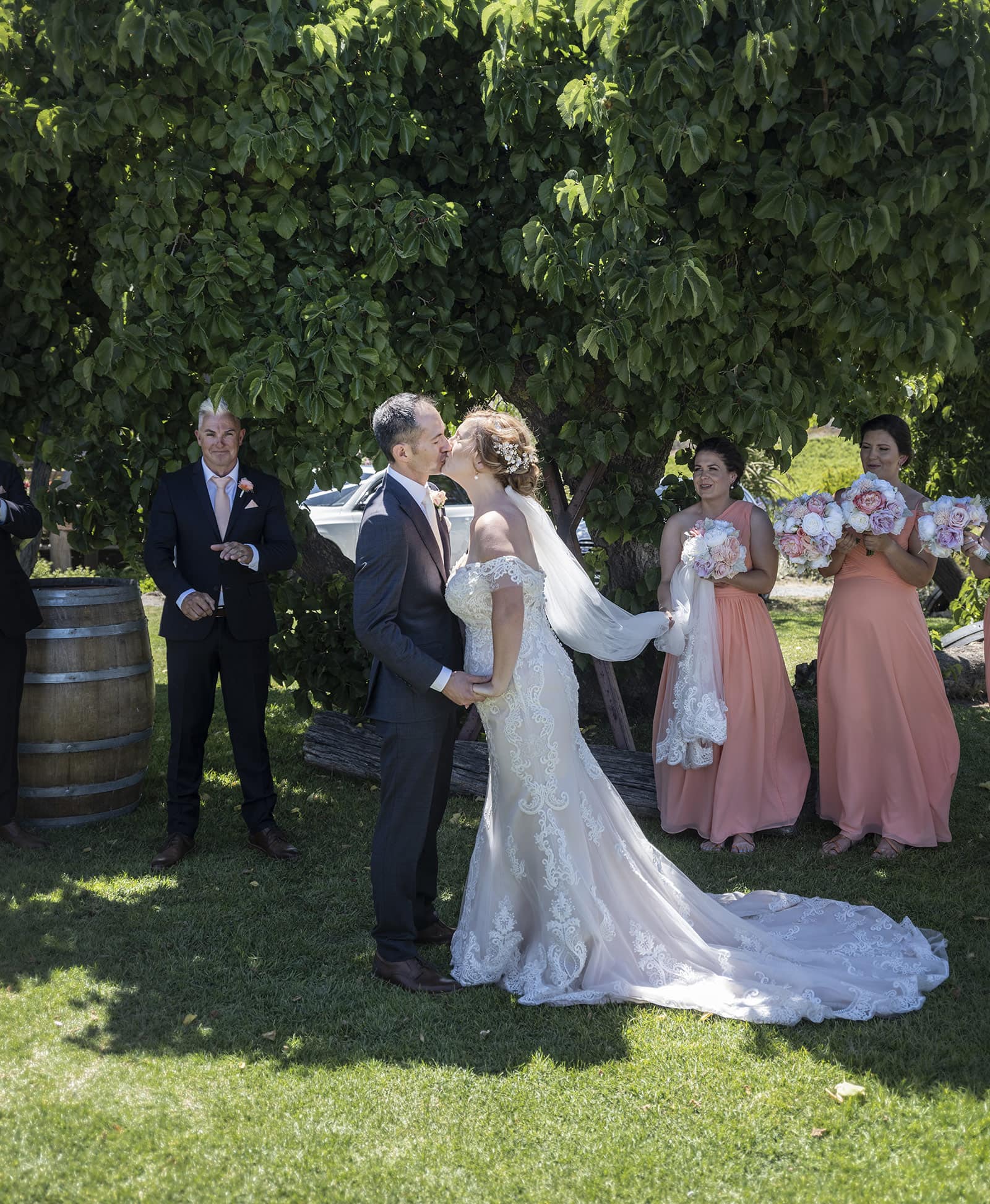coriole wines wedding - marielle & brendan 44 First kiss at Coriole WInes wedding