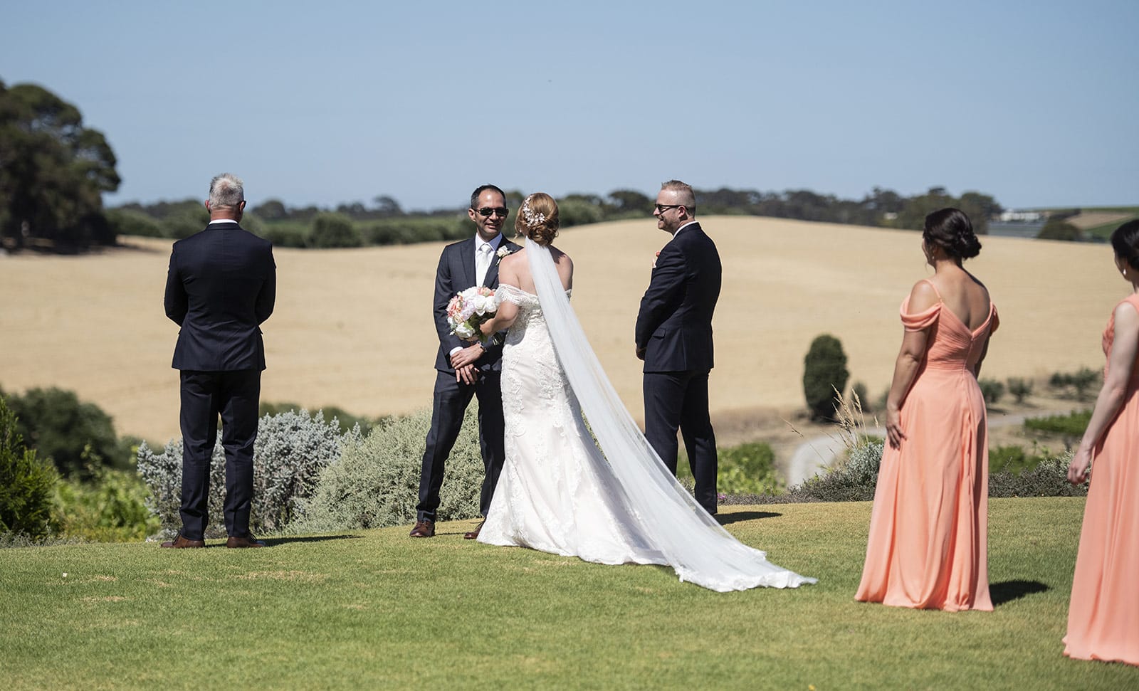 coriole wines wedding - marielle & brendan 22 Groom seeing bride for first time
