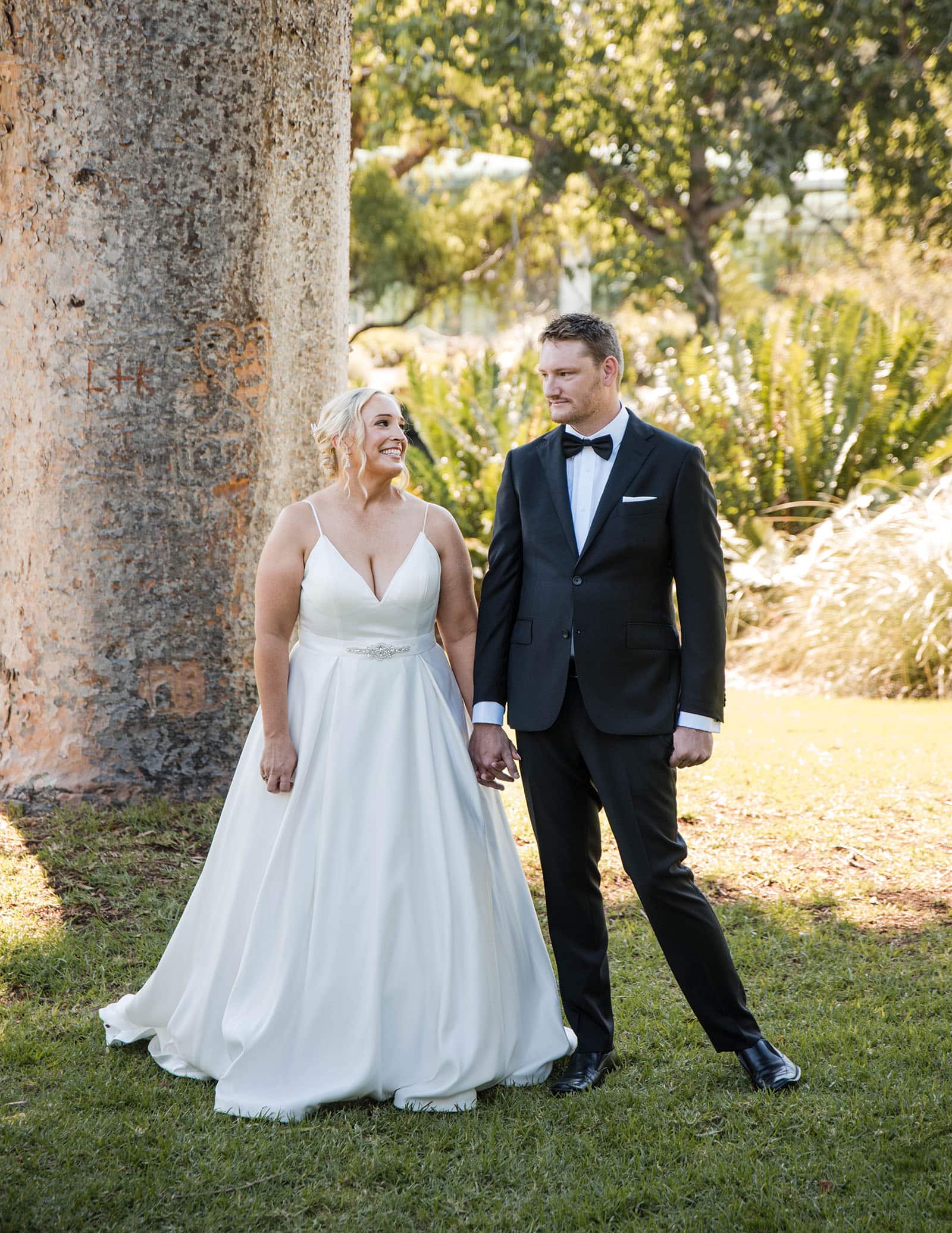 adelaide botanic gardens cycad collection wedding - joanne & blake 15 Bride and groom holding hands