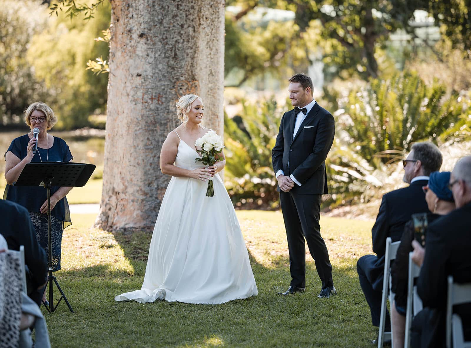 adelaide botanic gardens cycad collection wedding - joanne & blake 6 Bride and groom under the tree