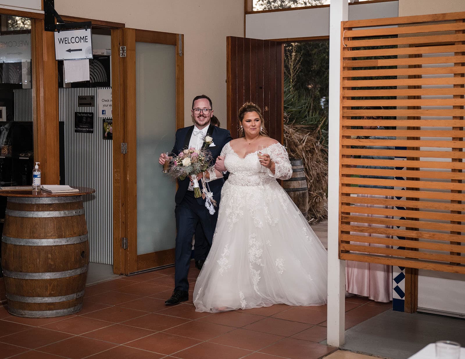 mclaren vale ekhidna wines wedding - kait & brayden 59 Bridal entrance at Ekhidna Wines